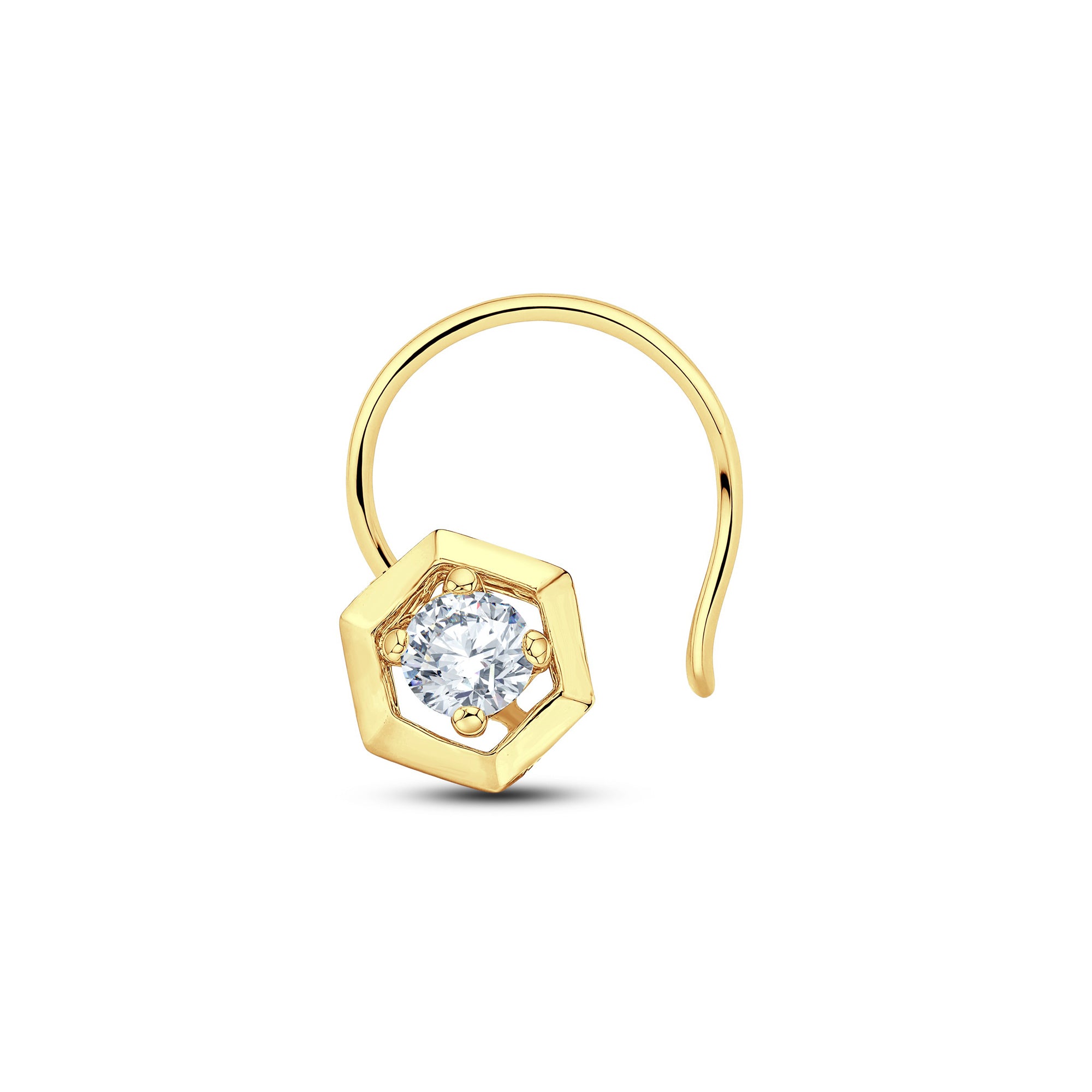 Hexa Radiance Lab Diamond Nosepin | 925 Silver & 18KT Gold Vermeil | 0.10 cts