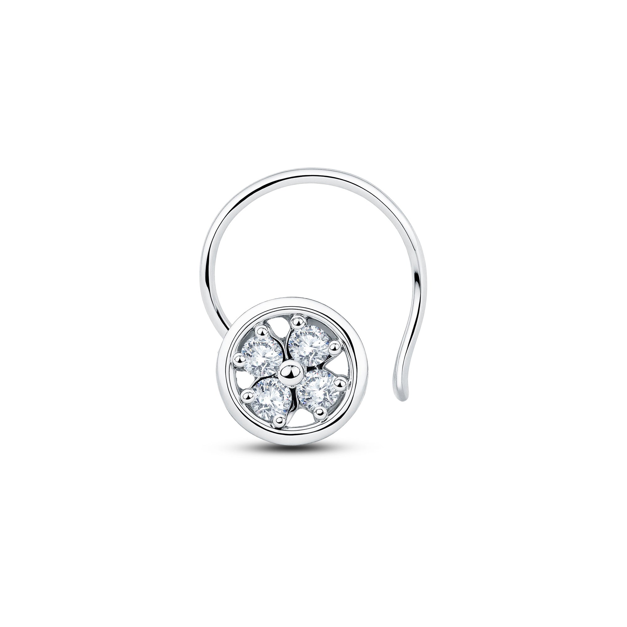 Elegant Round Floral Nosepin in 925 Silver & 18KT Gold Vermeil with 0.05 Cts Lab Diamond | GrownńDiva