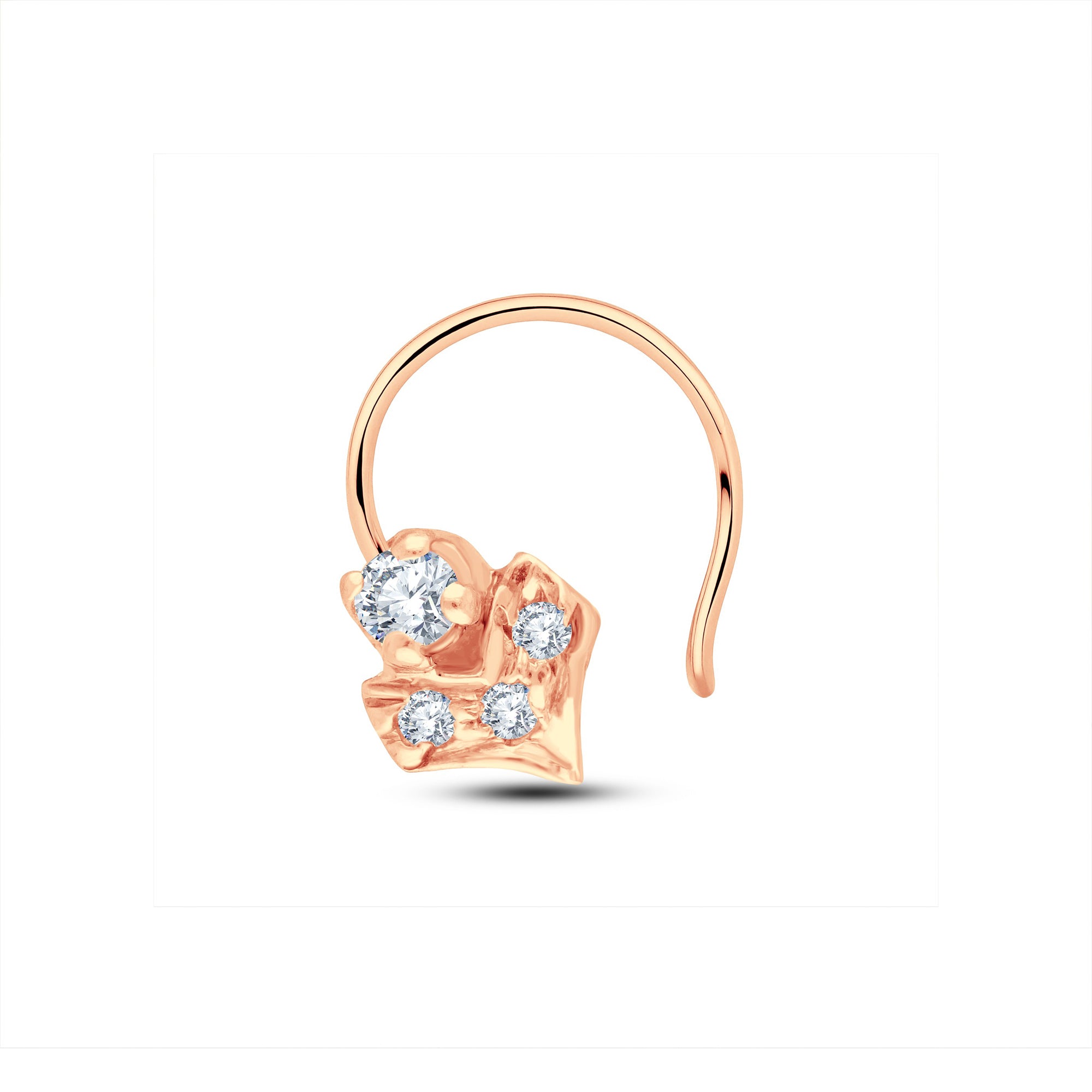 Abstract Heart Lab Diamond Nosepin – 0.05 Cts | 925 Silver & 18KT Gold Vermeil | GrownńDiva