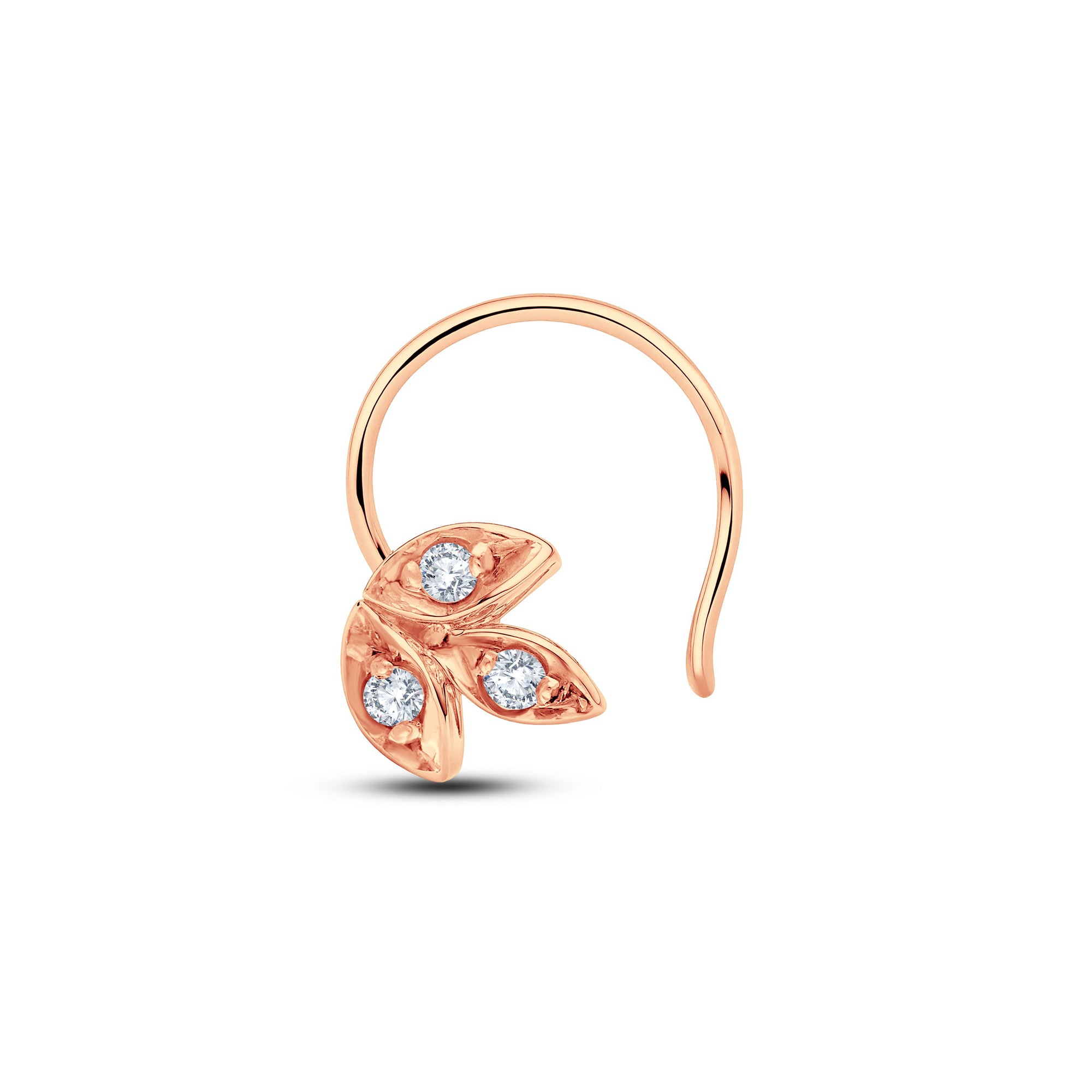 Triple Leaf Lab Diamond Nosepin – 0.05 Cts | 925 Silver & 18KT Gold Vermeil | GrownńDiva