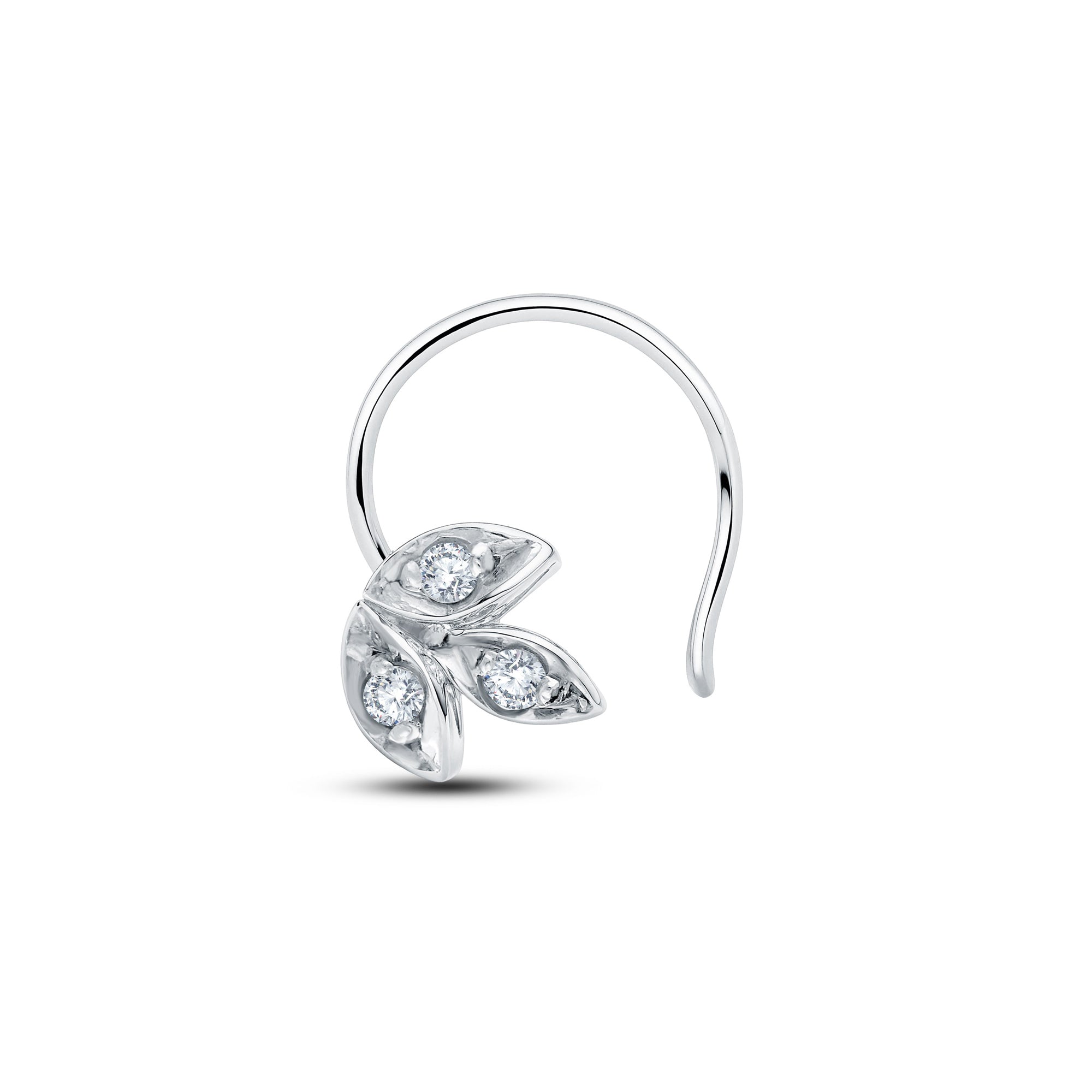 Triple Leaf Lab Diamond Nosepin – 0.05 Cts | 925 Silver & 18KT Gold Vermeil | GrownńDiva