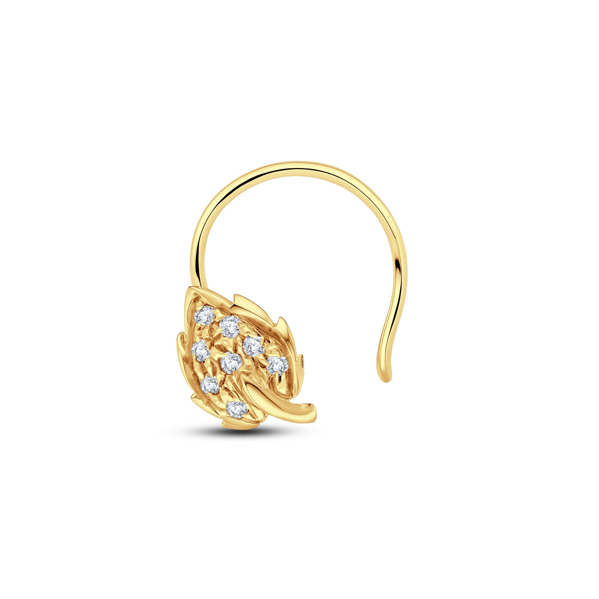 Leaf Cluster Lab Diamond Nosepin | 0.04 Cts | 925 Silver & 18KT Gold Vermeil – GrownńDiva