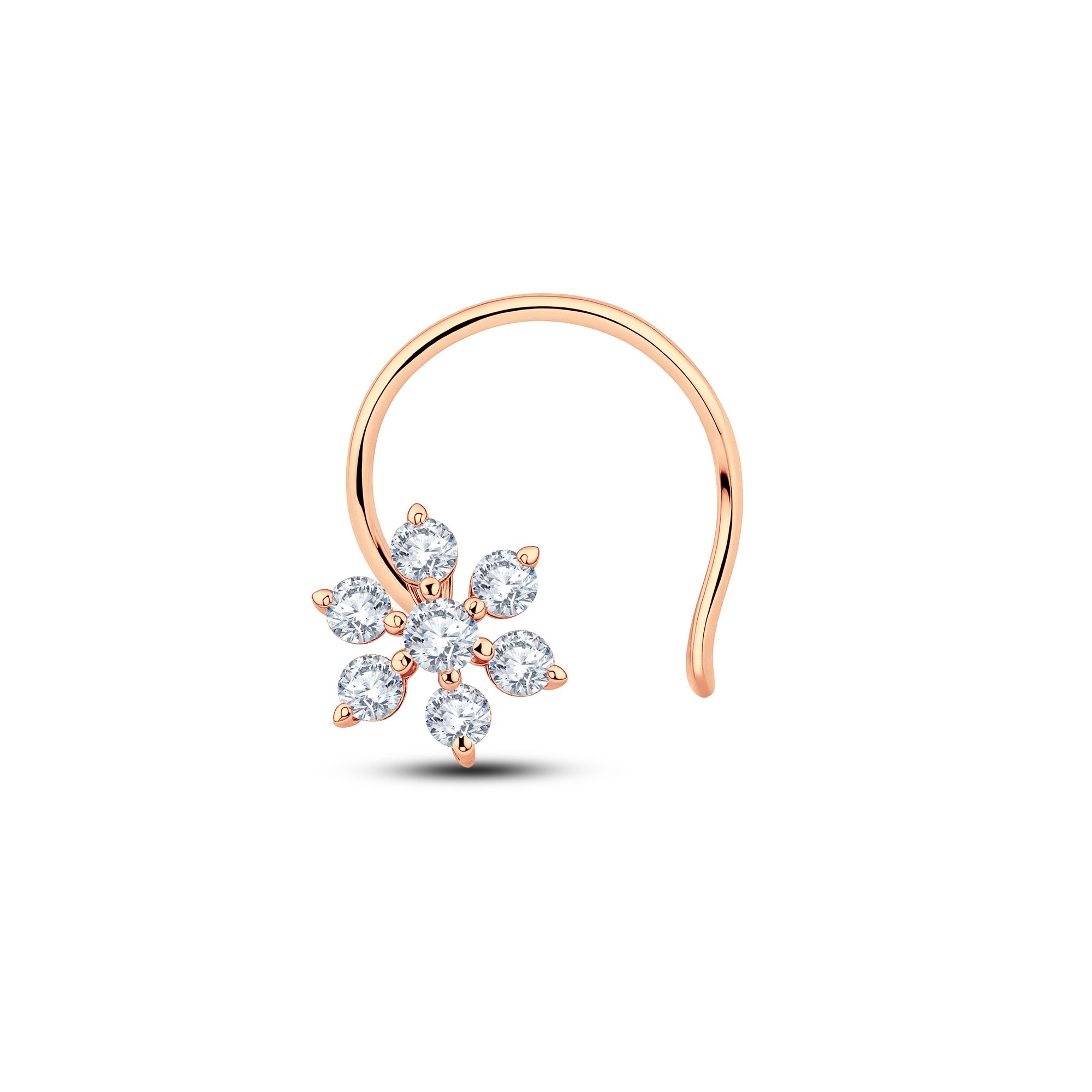 Dazzling Floral Lab Diamond Nosepin | 0.14 Cts | 925 Silver with 18KT Gold Vermeil