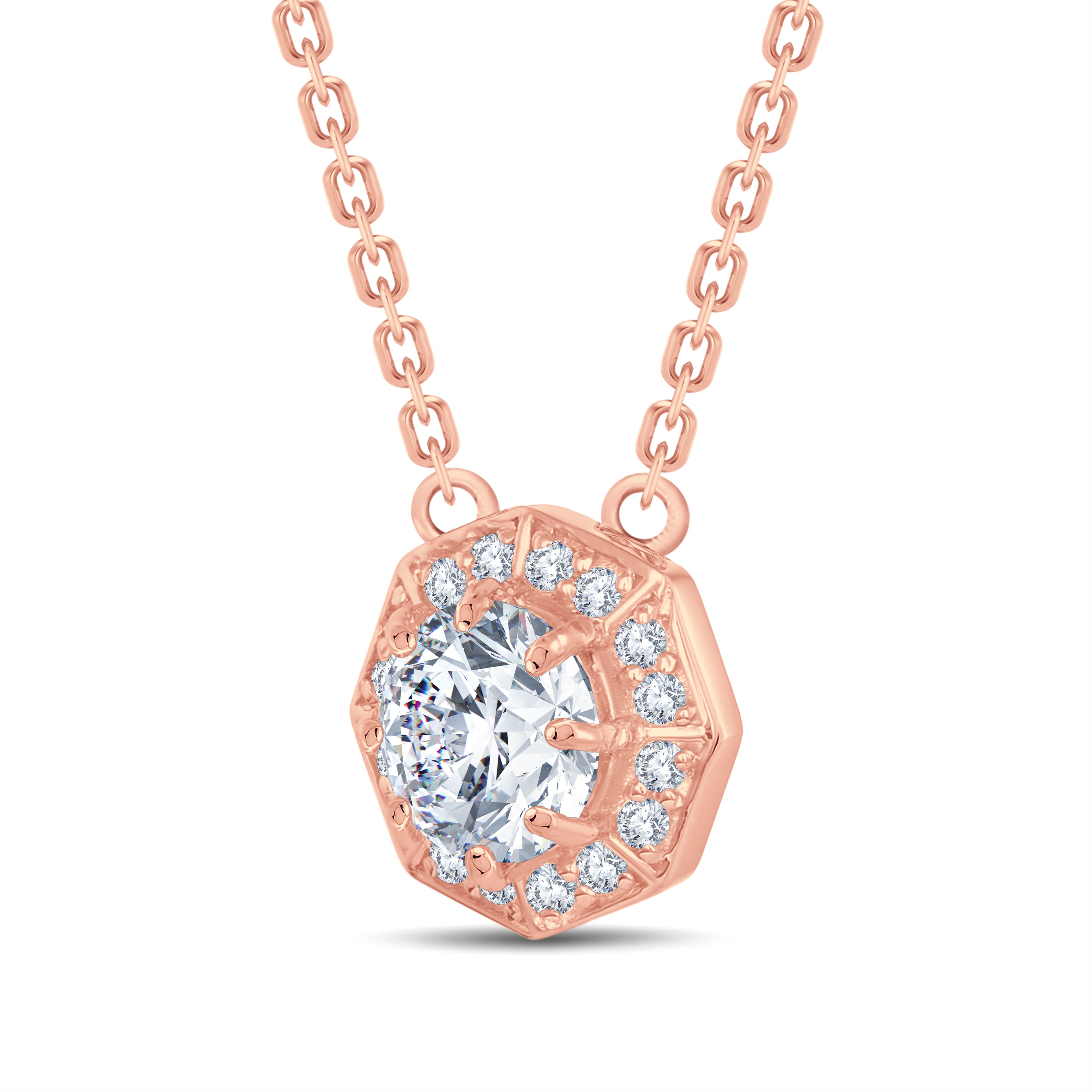 GeoGlow Hexagon Halo Diamond Pendant | GrownńDiva