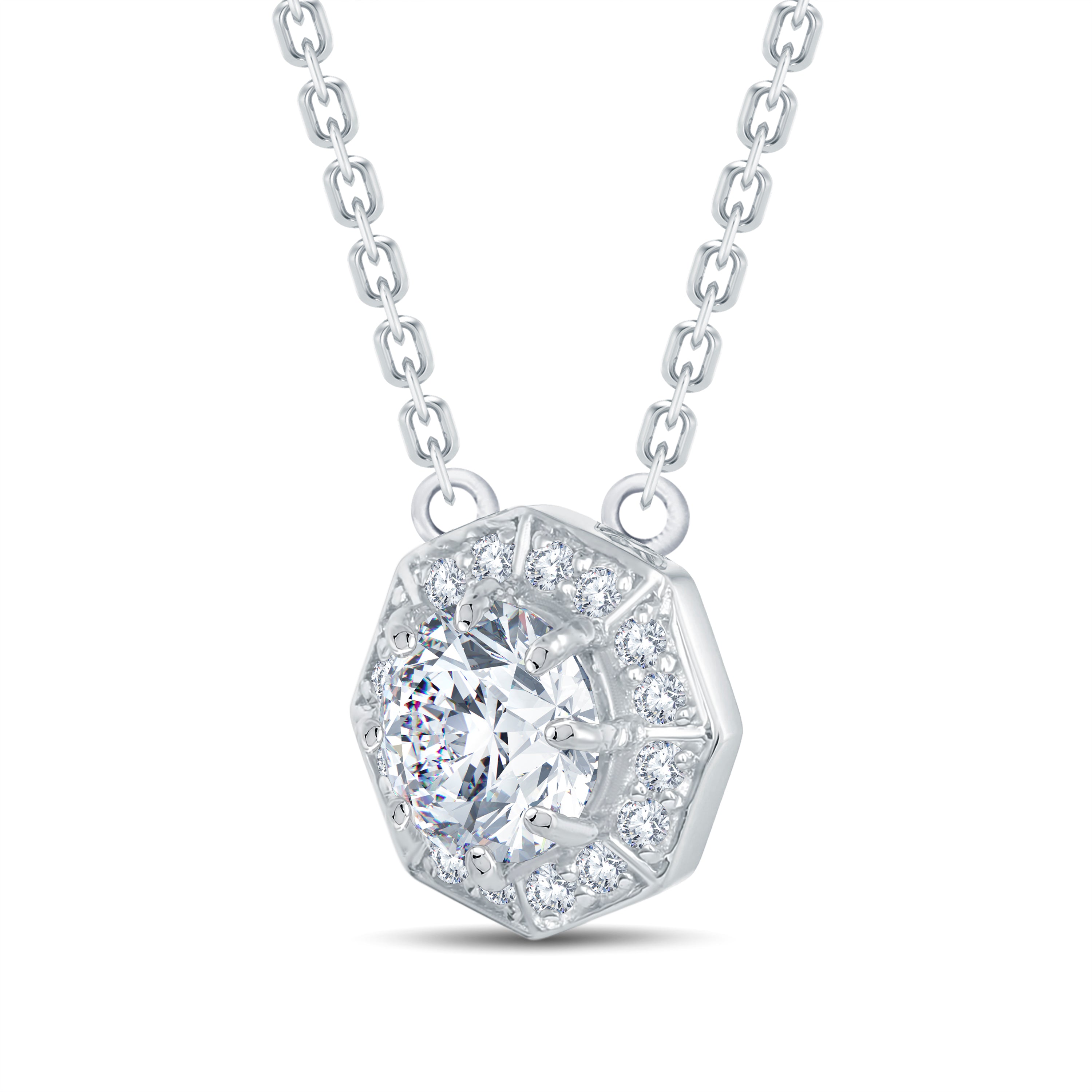 GeoGlow Hexagon Halo Diamond Pendant | GrownńDiva