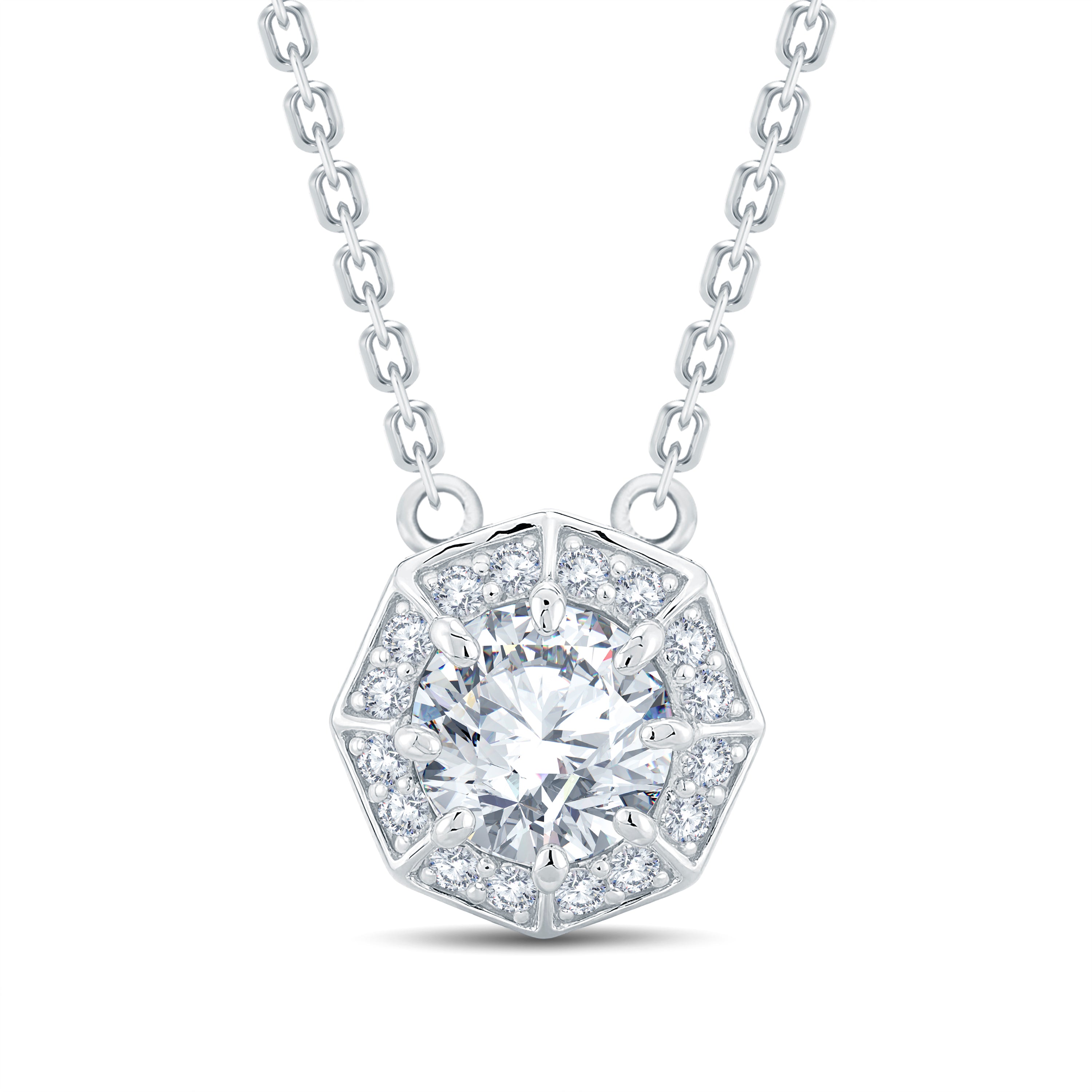 GeoGlow Hexagon Halo Diamond Pendant | GrownńDiva