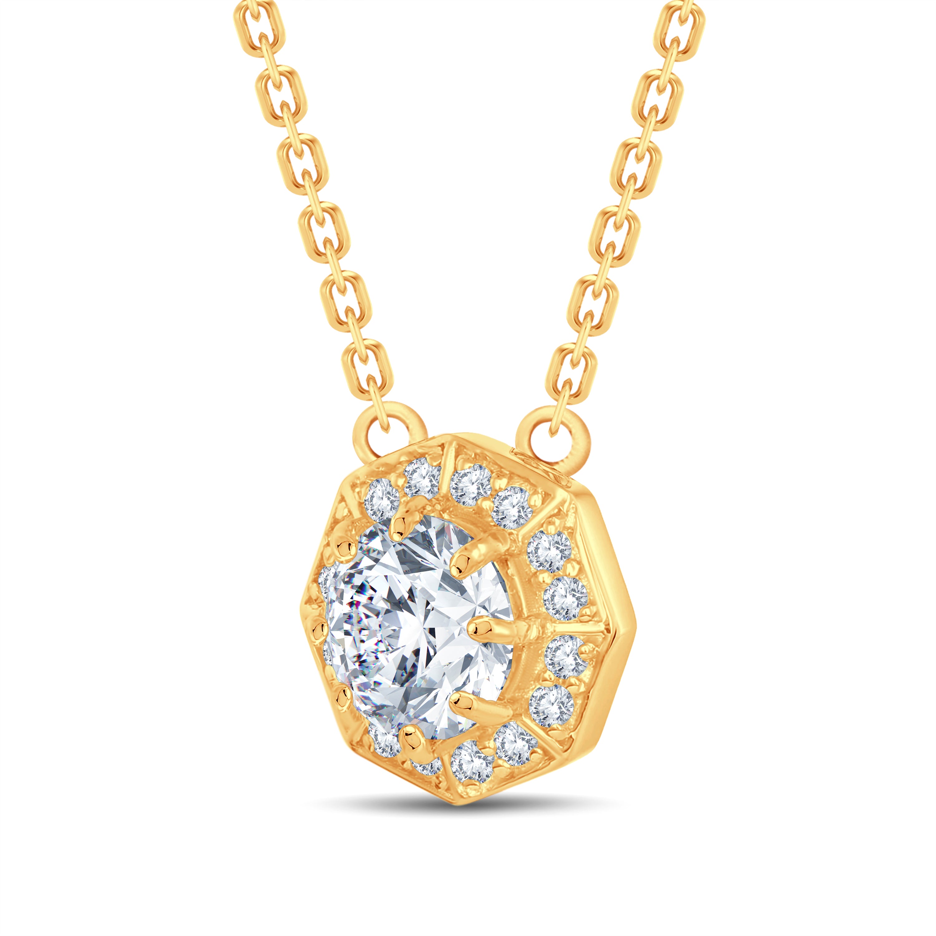 GeoGlow Hexagon Halo Diamond Pendant | GrownńDiva