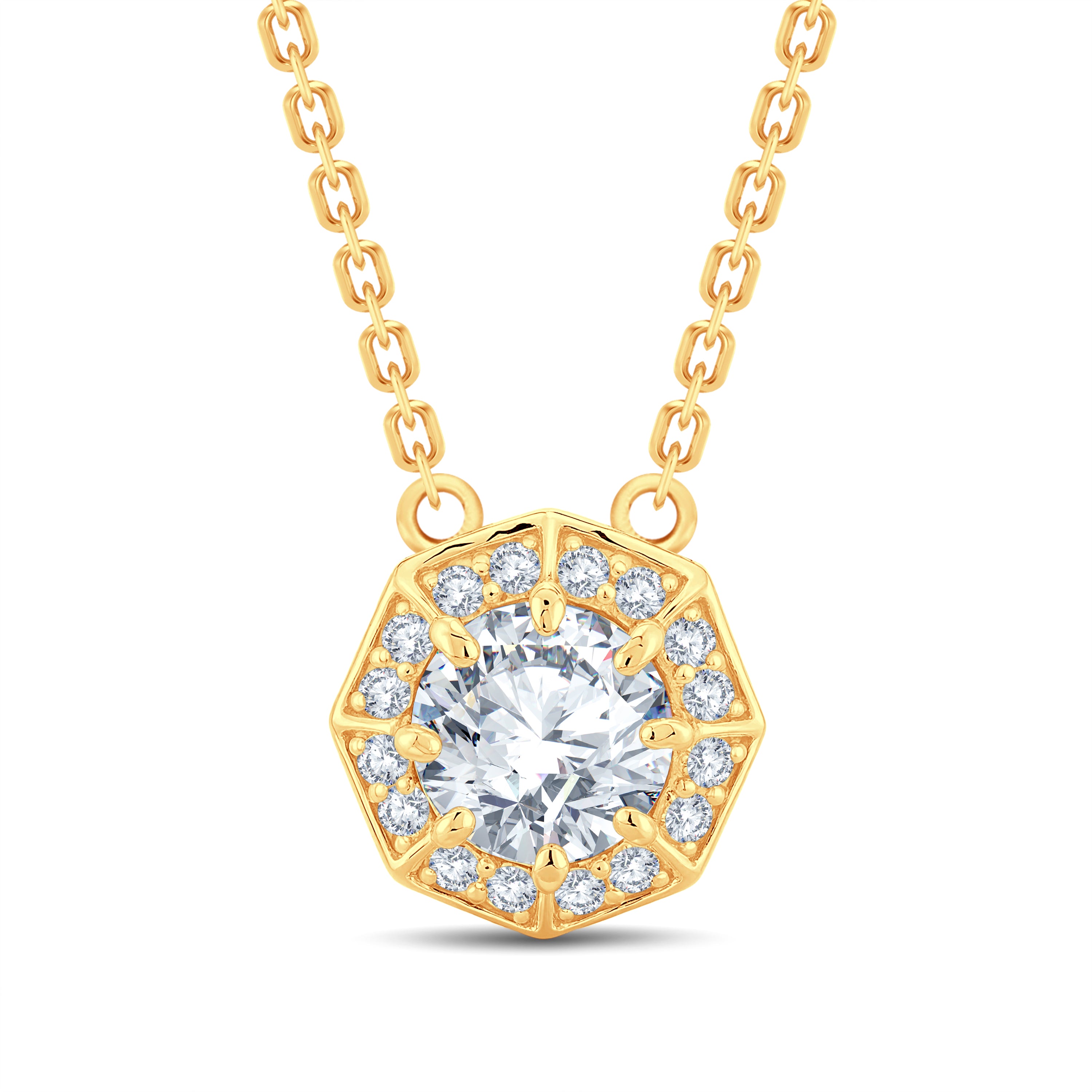 GeoGlow Hexagon Halo Diamond Pendant | GrownńDiva
