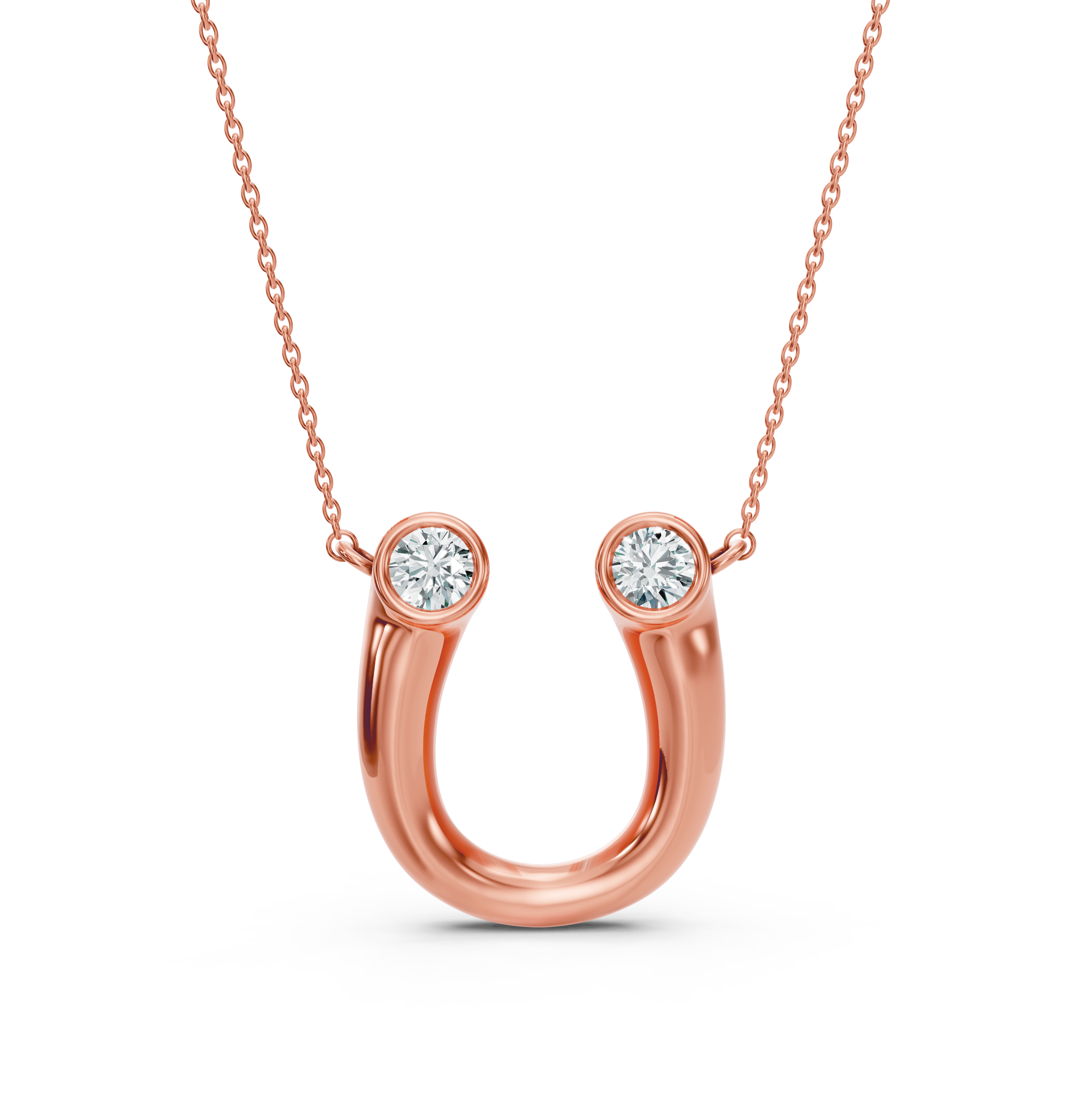Oval Lab-Grown Diamond Horseshoe Pendant