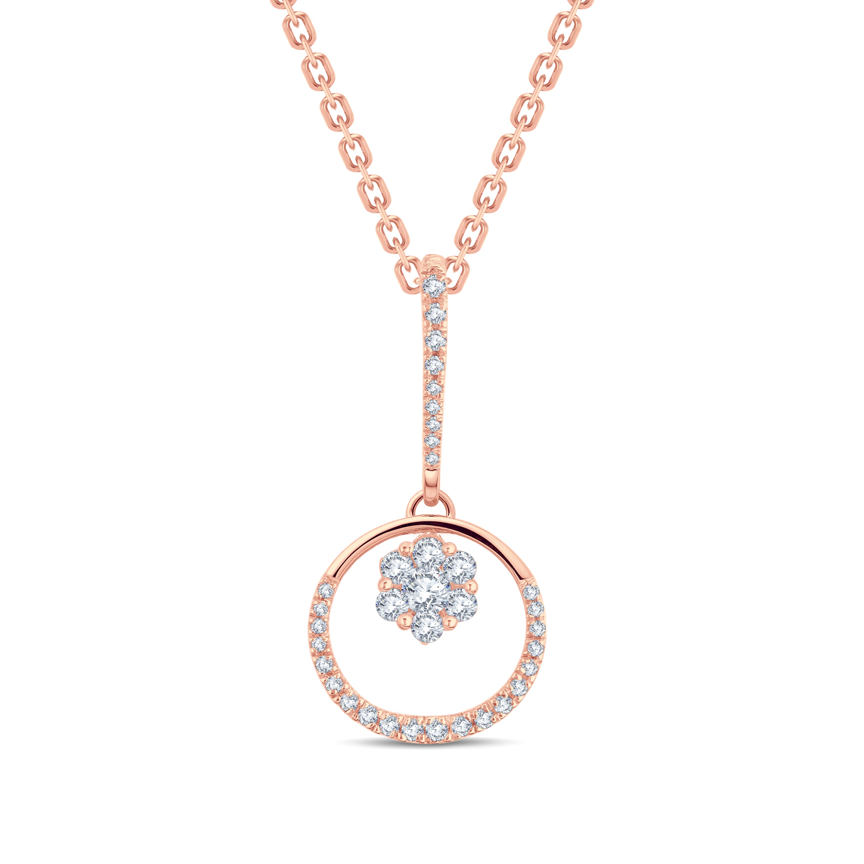 Elegant 0.50ct Lab-Grown Diamond Circle Pendant in 18K Rose, Yellow & White Gold Vermeil