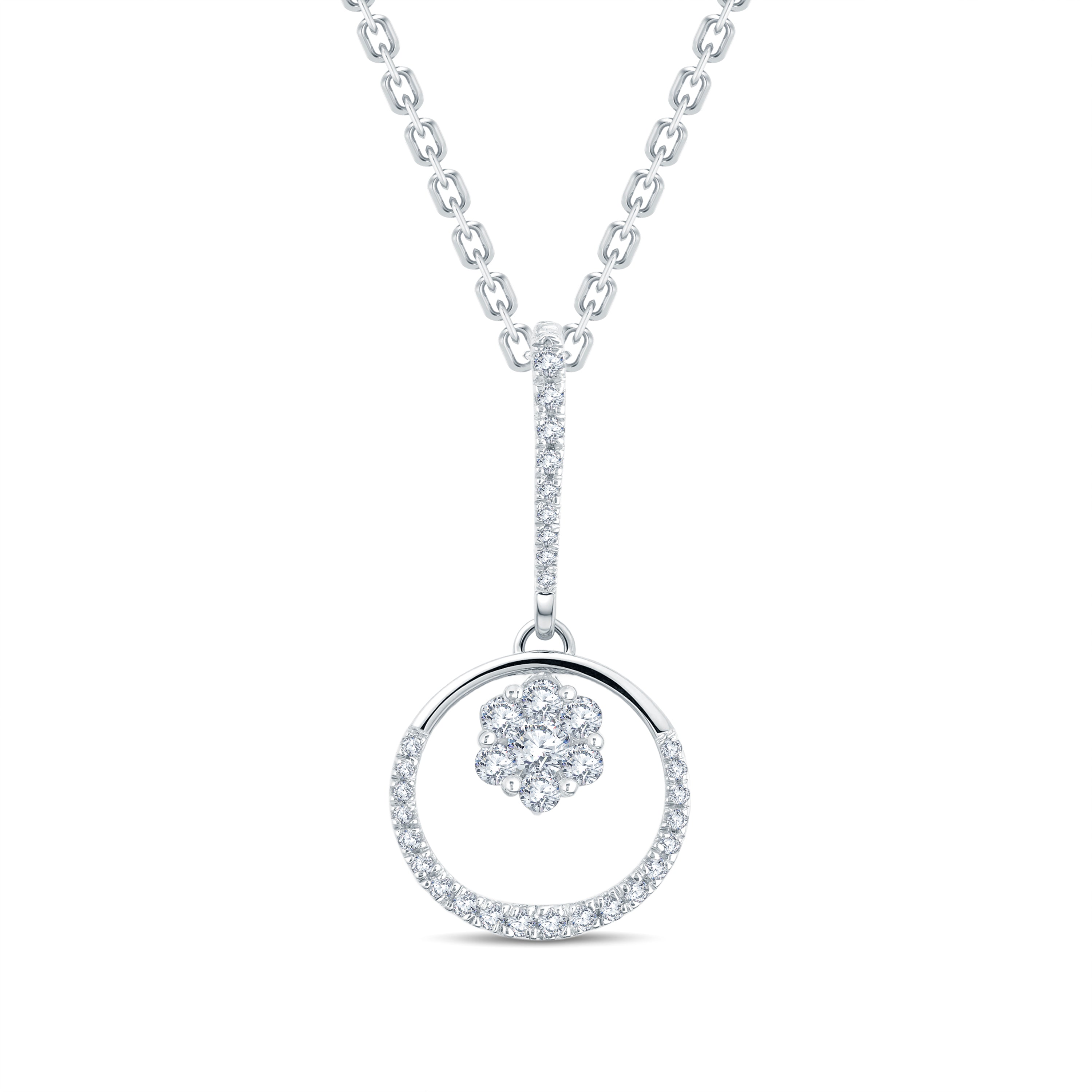 Elegant 0.50ct Lab-Grown Diamond Circle Pendant in 18K Rose, Yellow & White Gold Vermeil