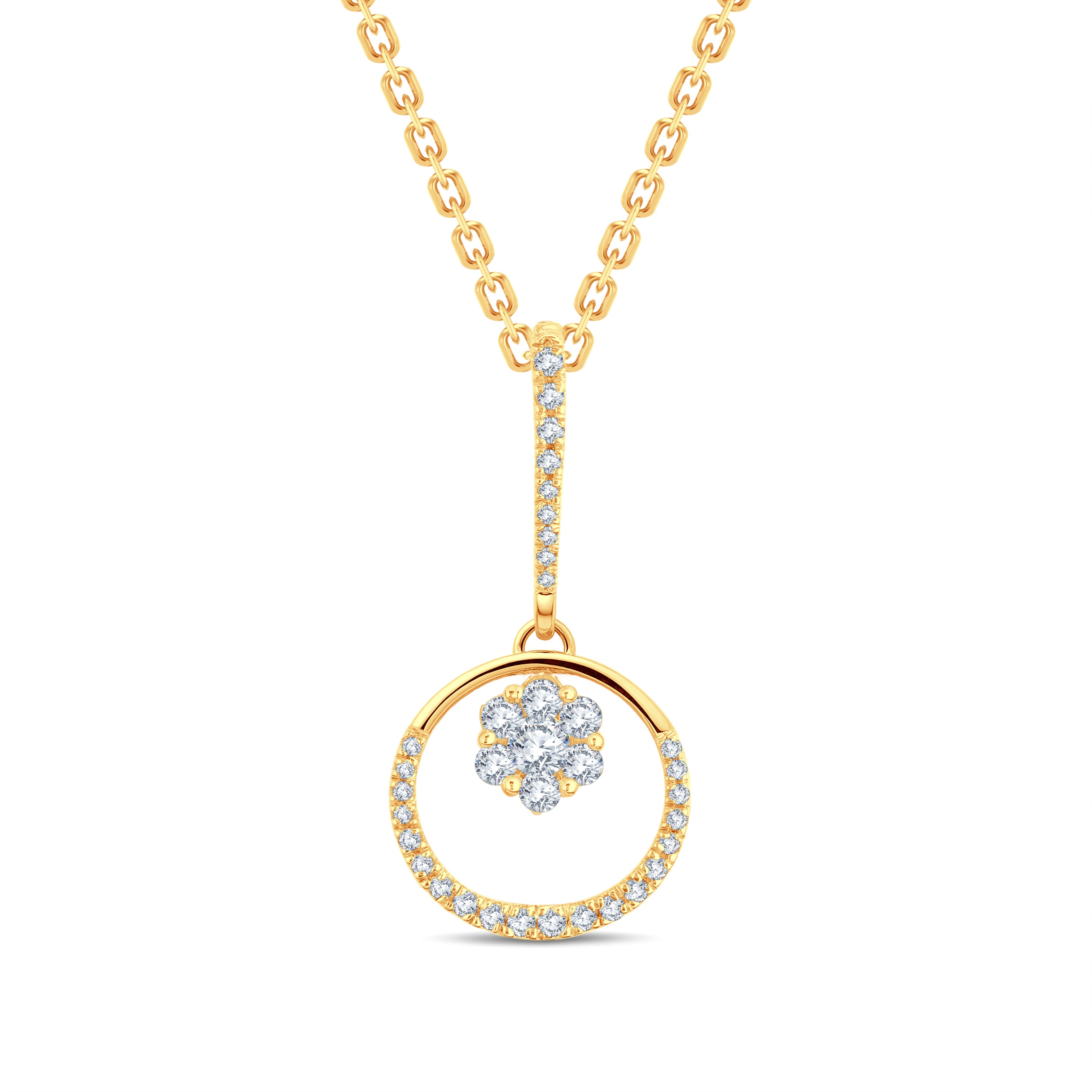 Elegant 0.50ct Lab-Grown Diamond Circle Pendant in 18K Rose, Yellow & White Gold Vermeil