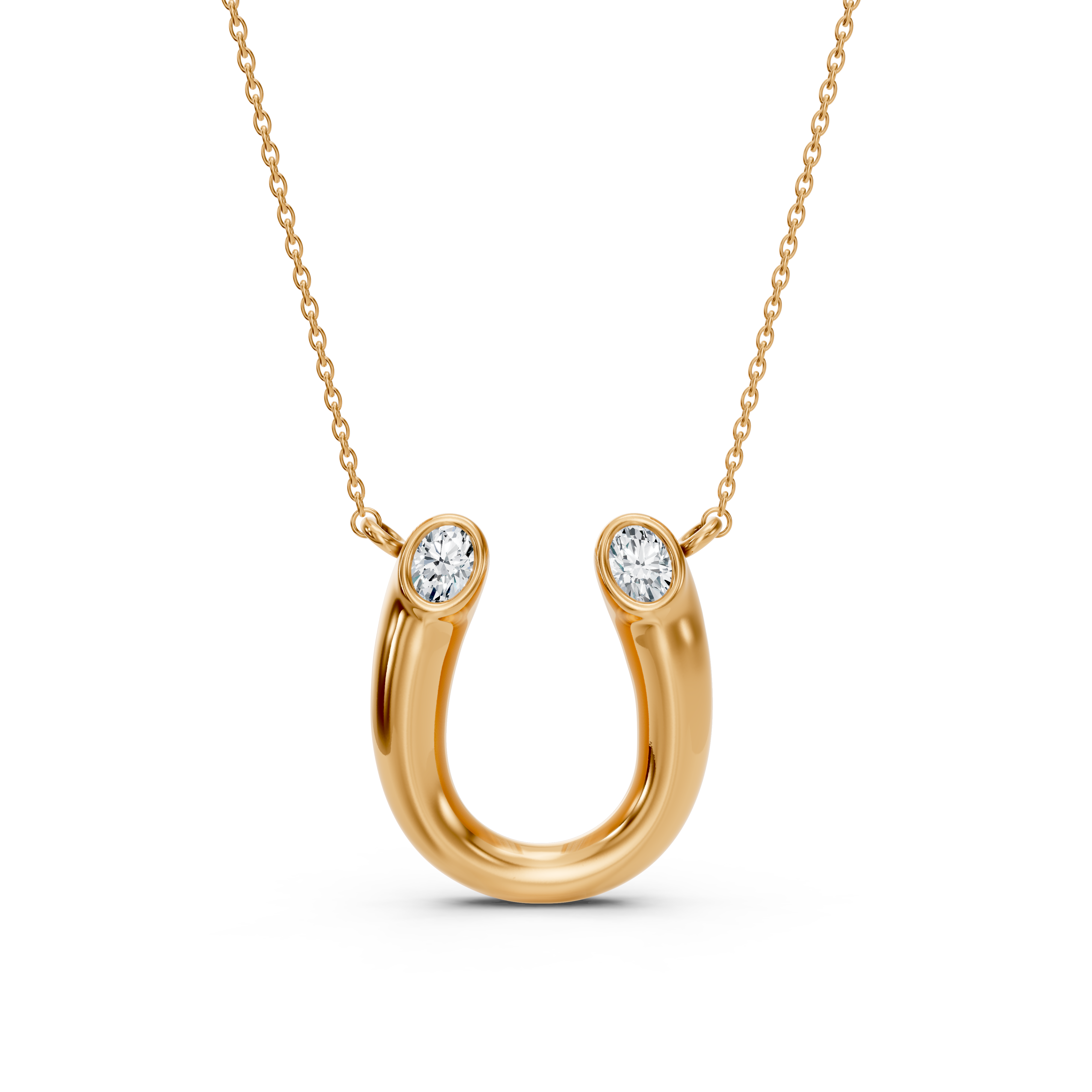 Oval Lab-Grown Diamond Horseshoe Pendant