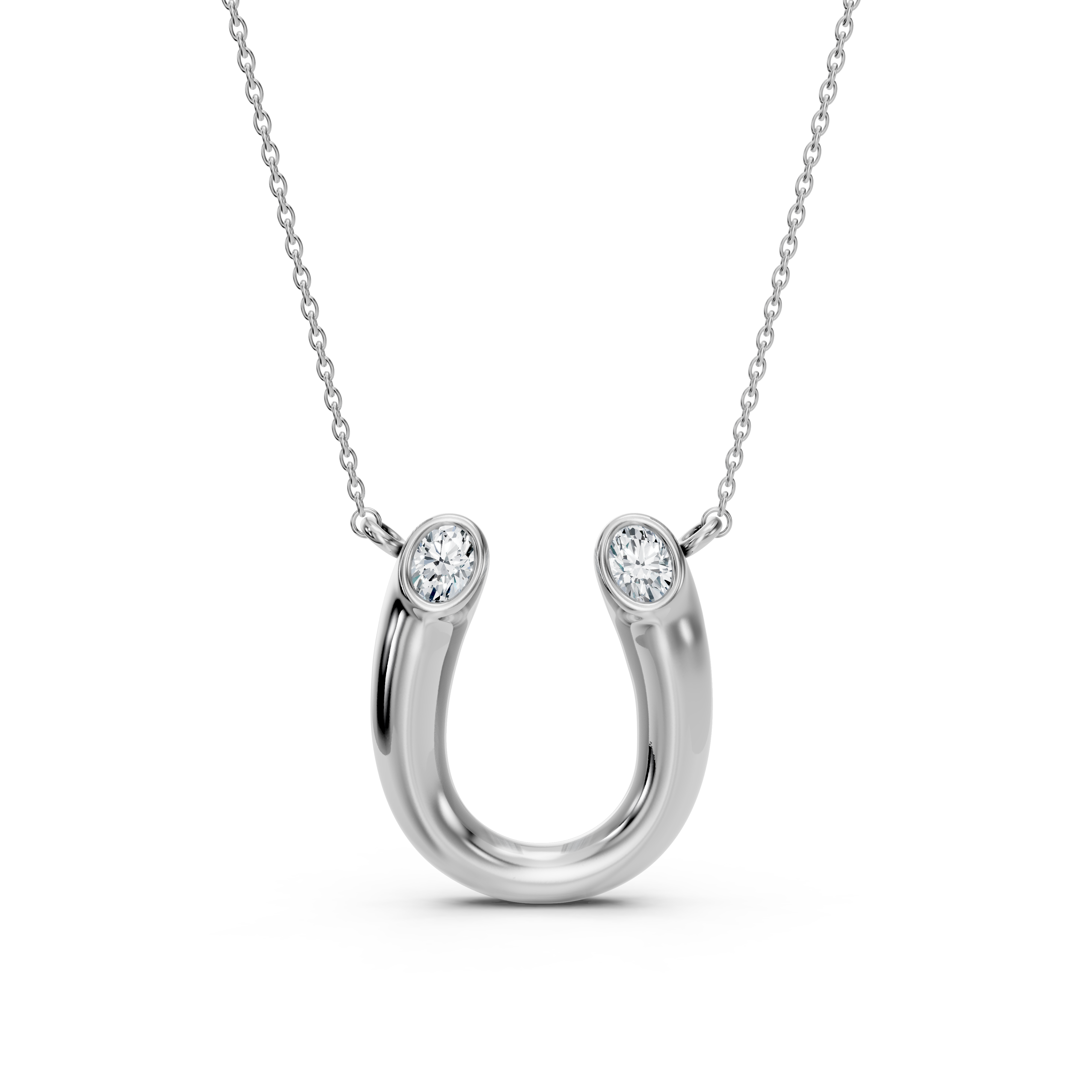 Oval Lab-Grown Diamond Horseshoe Pendant