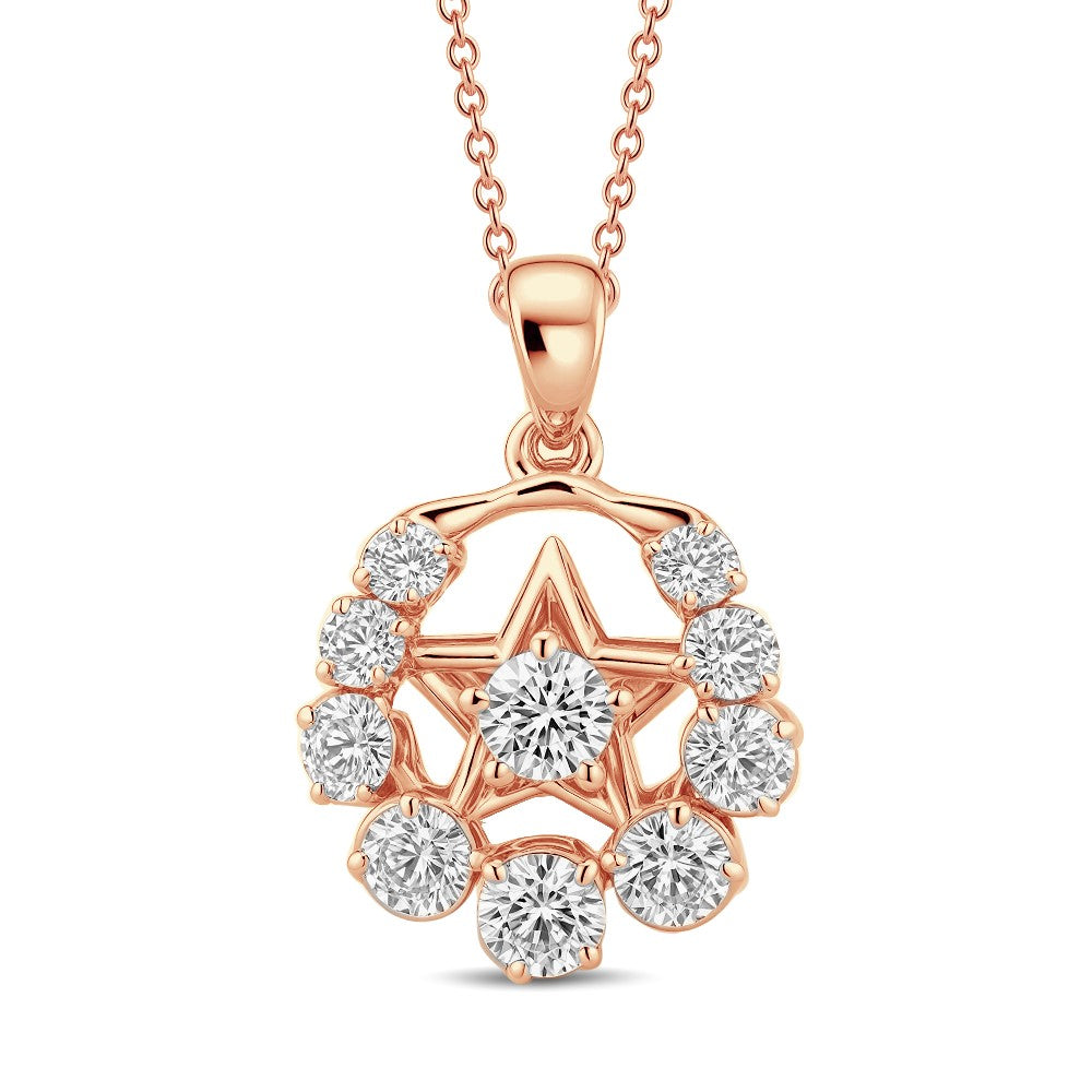 Vintage Moon & Star Charm Pendant set 0.80 cents lab diamond