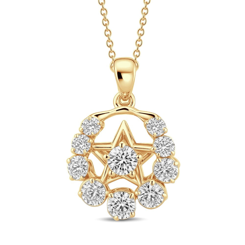 Vintage Moon & Star Charm Pendant set 0.80 cents lab diamond
