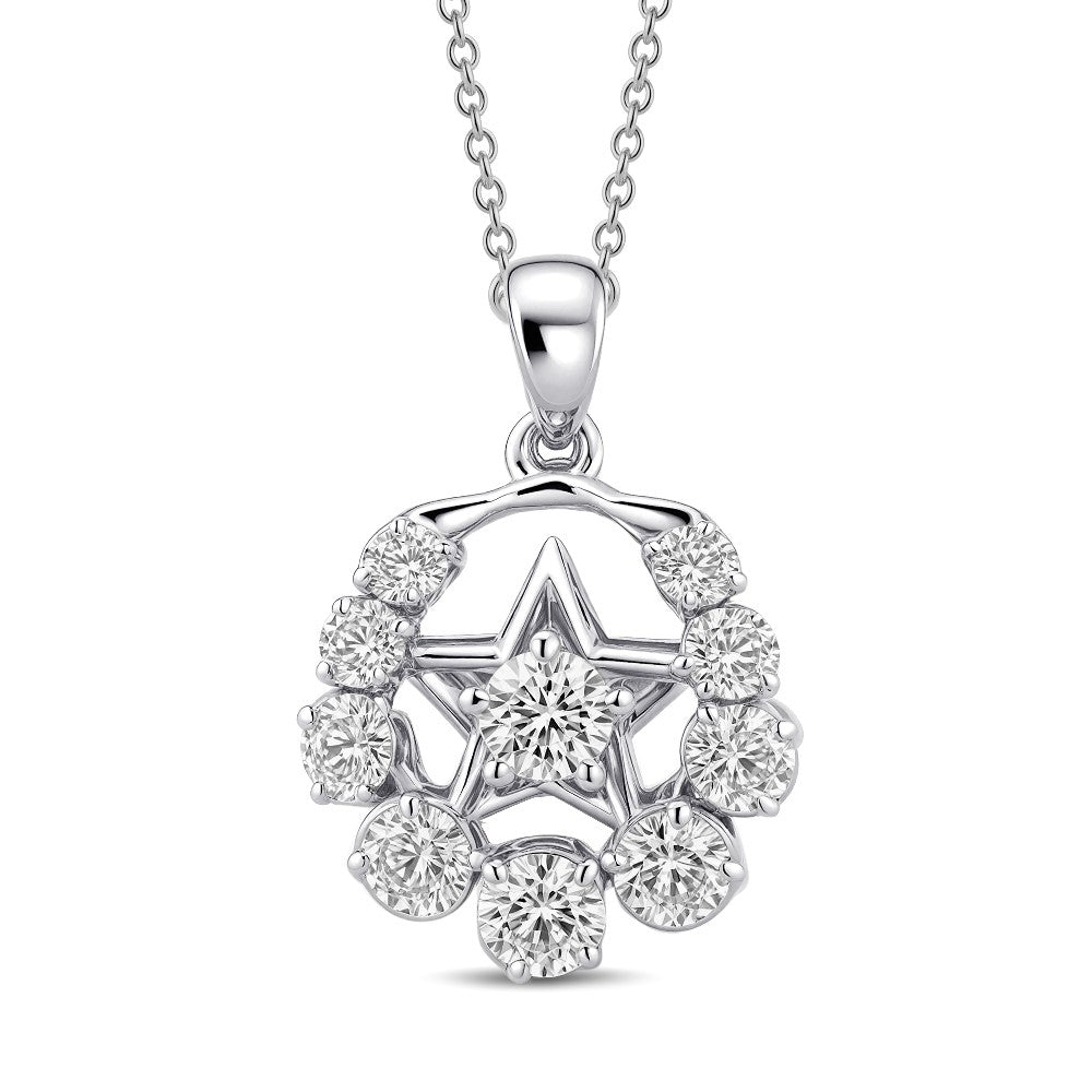 Vintage Moon & Star Charm Pendant set 0.80 cents lab diamond