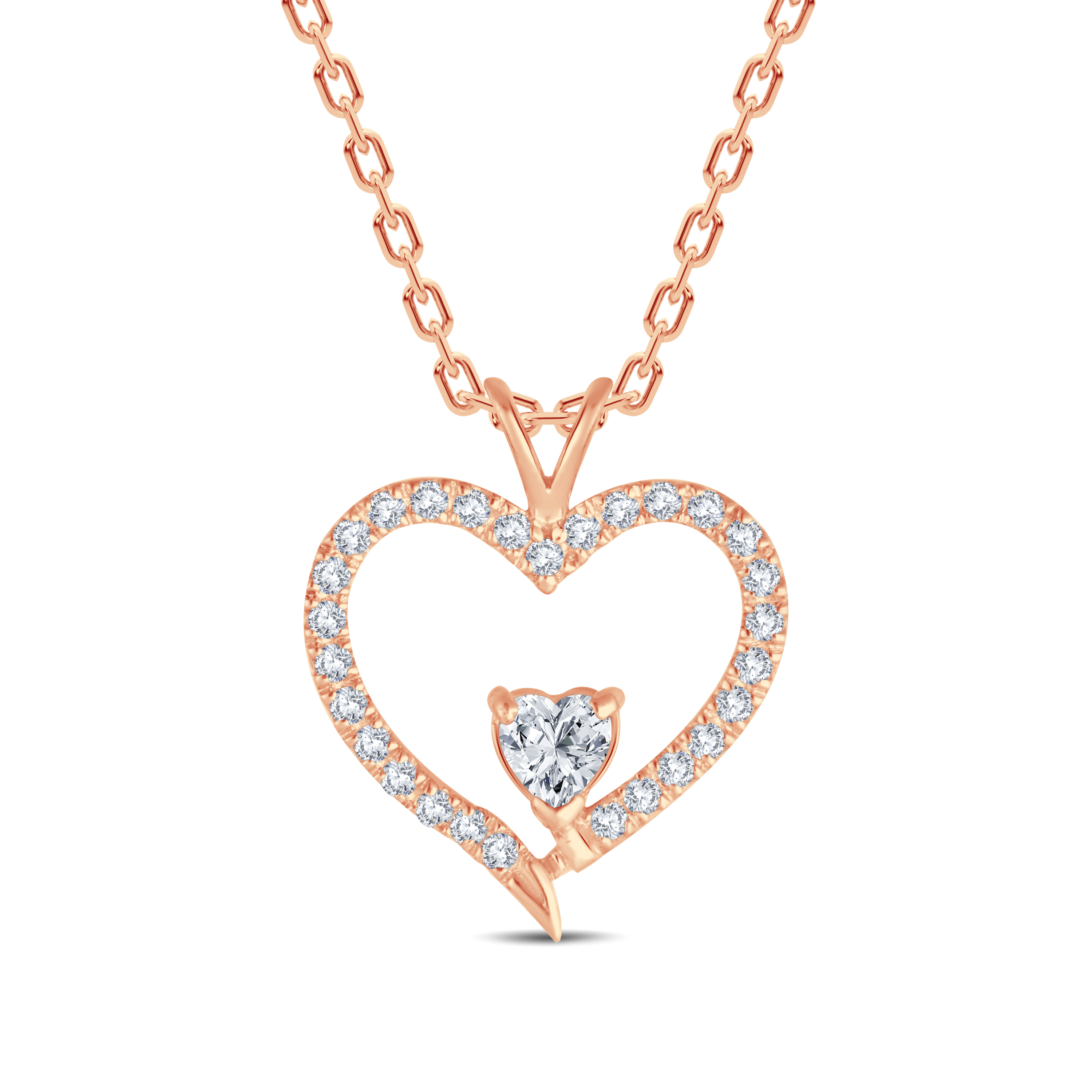 Sparkling Double Heart Lab Grown Diamond Pendant-0.30ct