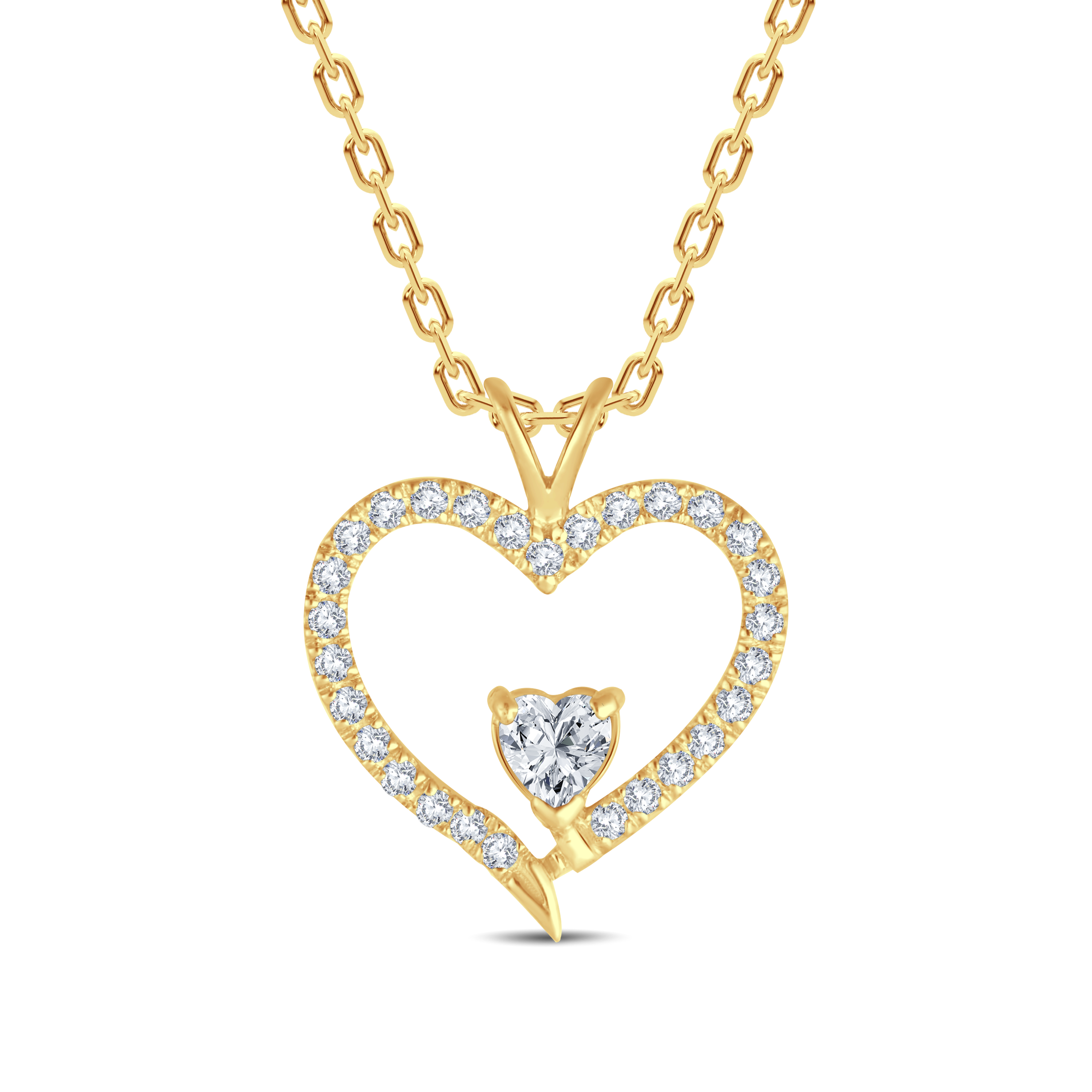 Sparkling Double Heart Lab Grown Diamond Pendant-0.30ct