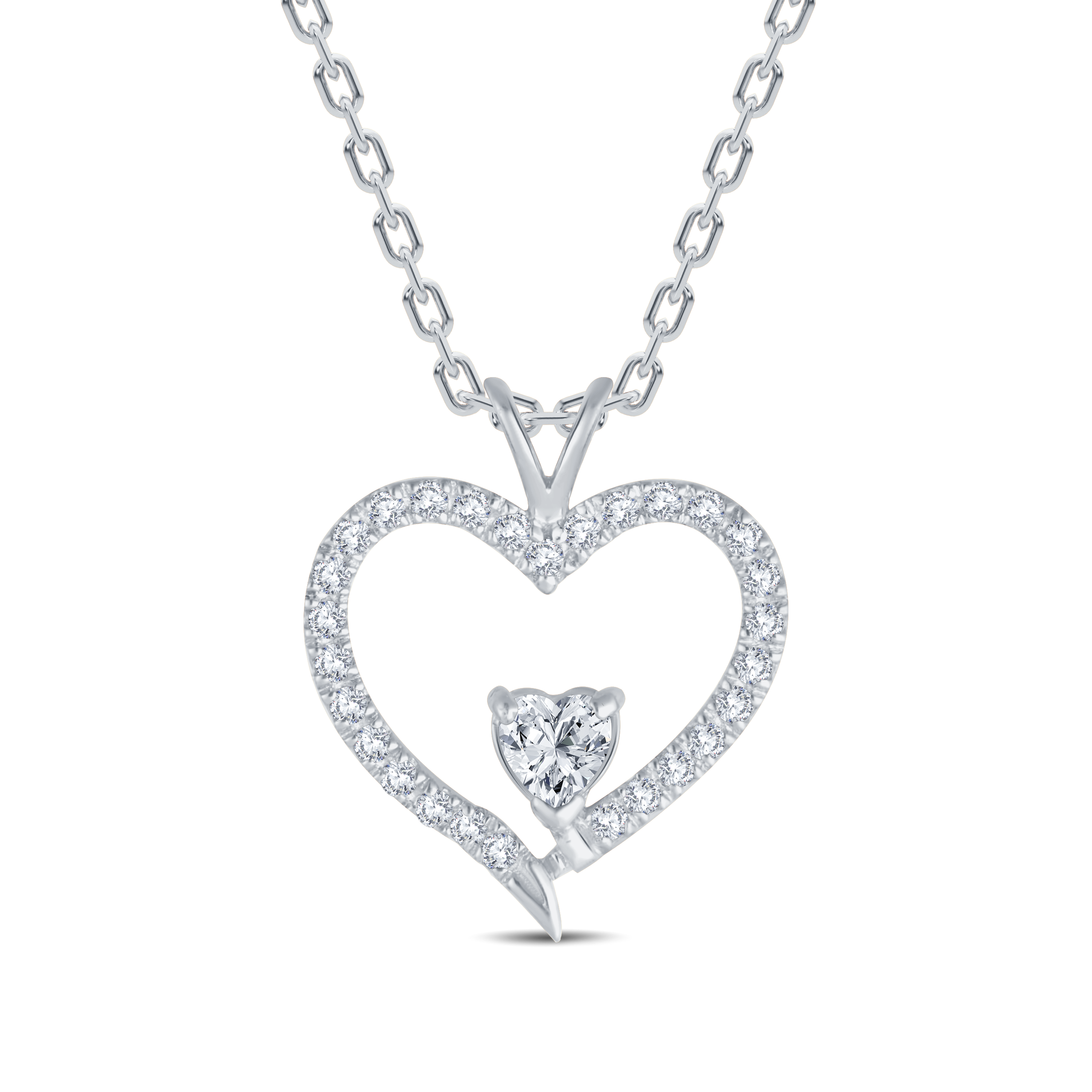 Sparkling Double Heart Lab Grown Diamond Pendant-0.30ct