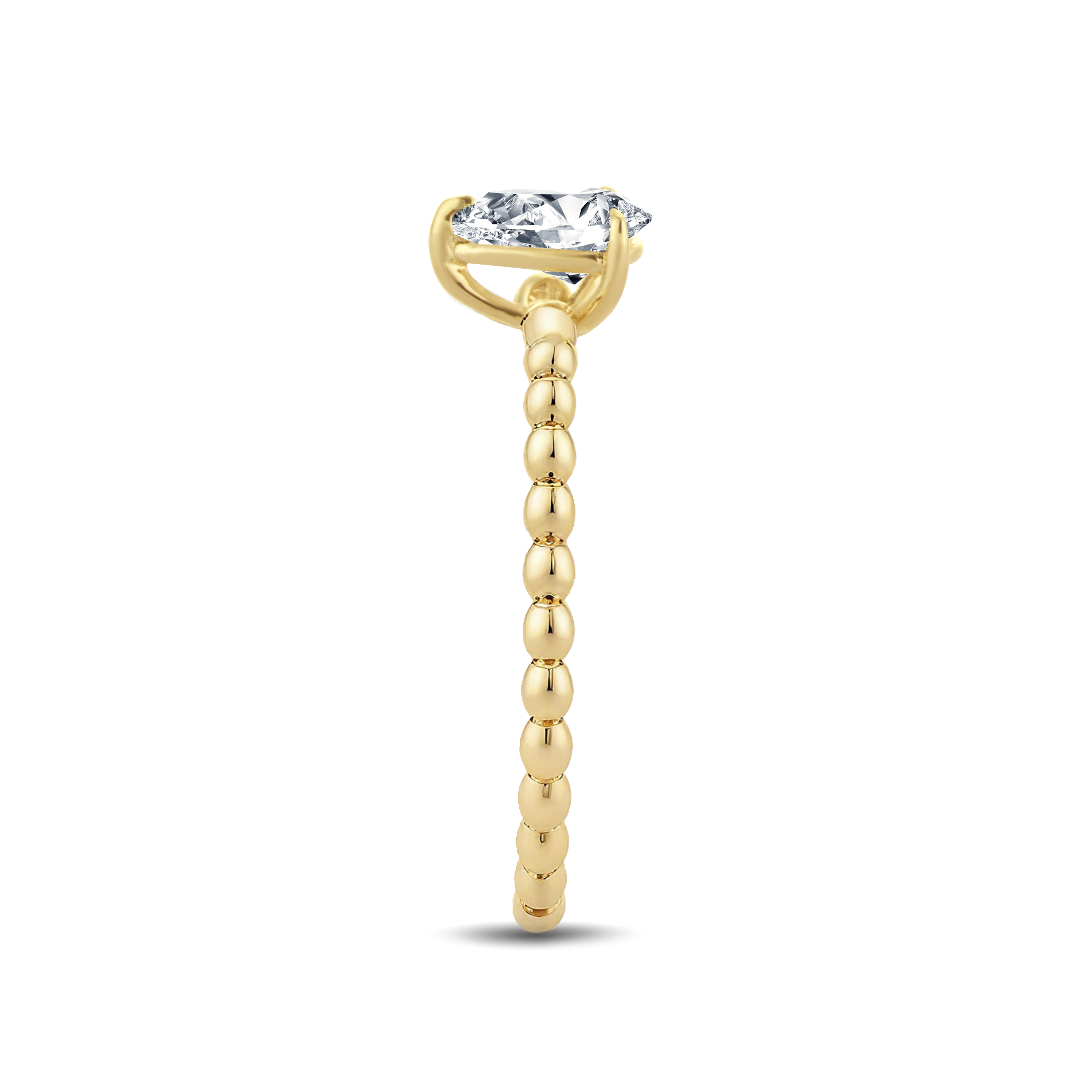 Exquisite Pear Lab-Grown Diamond Ring Showcasing a Refined Gold Beaded Band – 0.30 -0.40ct