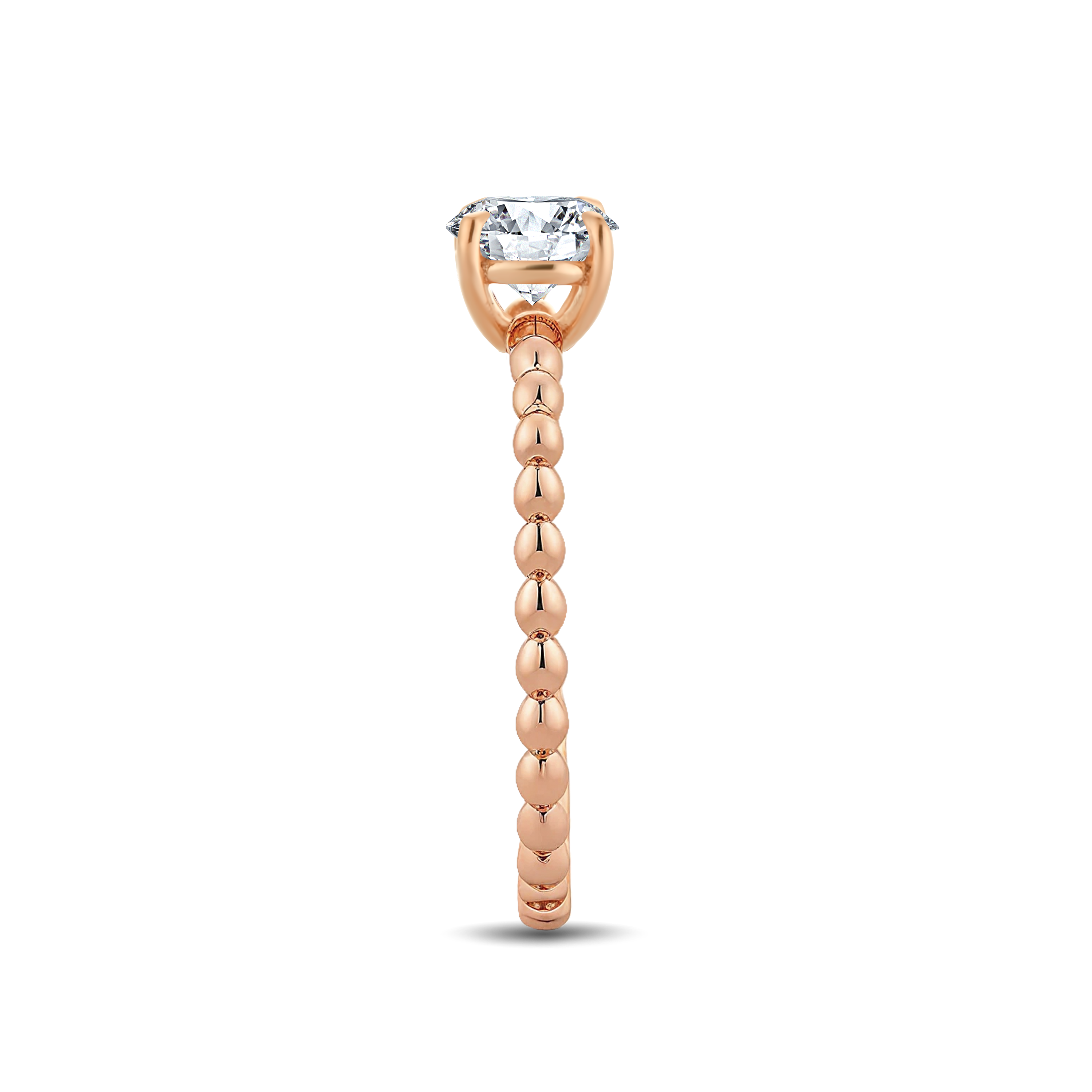Refined Round Lab-Grown Diamond Ring Featuring an Artful Gold Beaded Band – 0.40ct