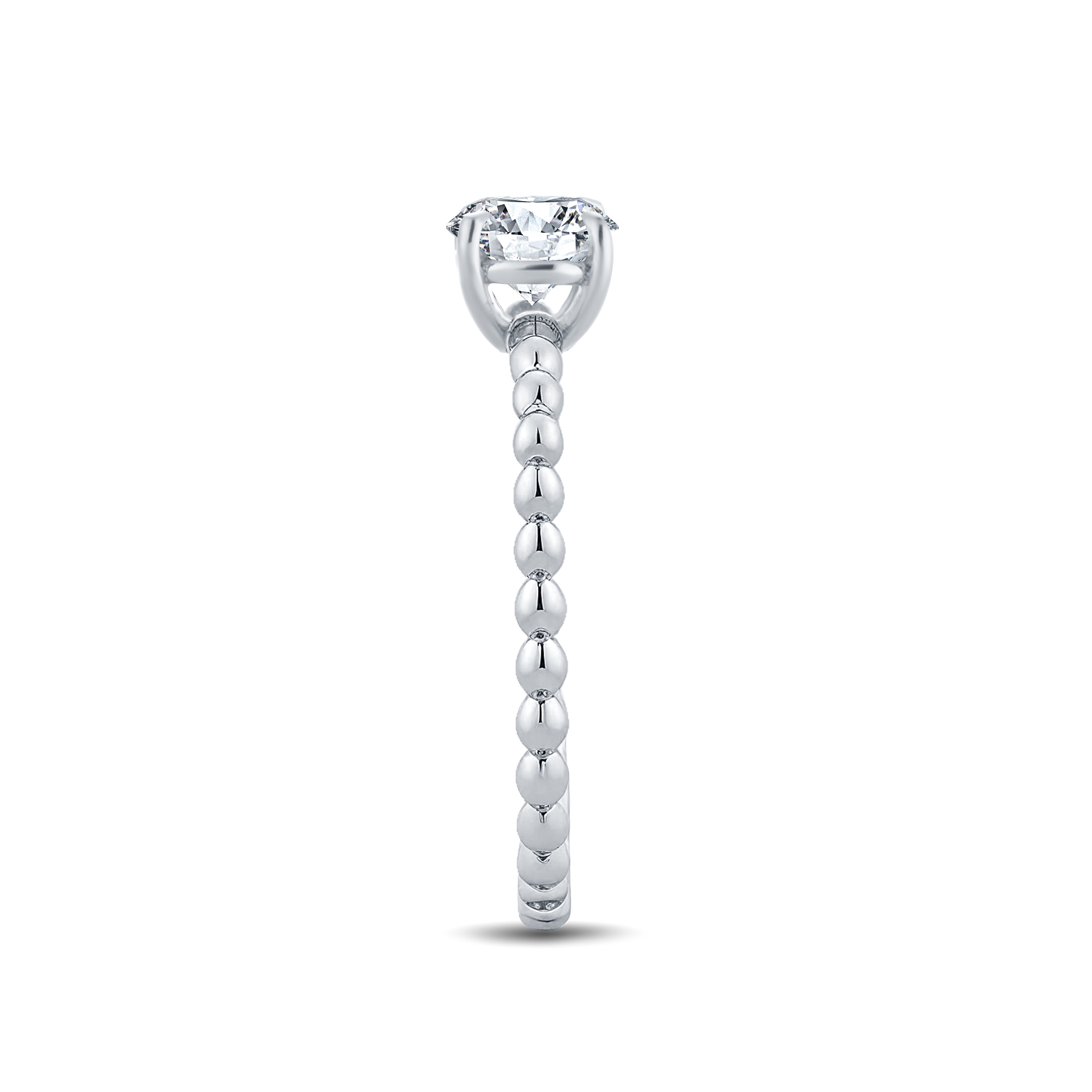 Refined Round Lab-Grown Diamond Ring Featuring an Artful Gold Beaded Band – 0.40ct