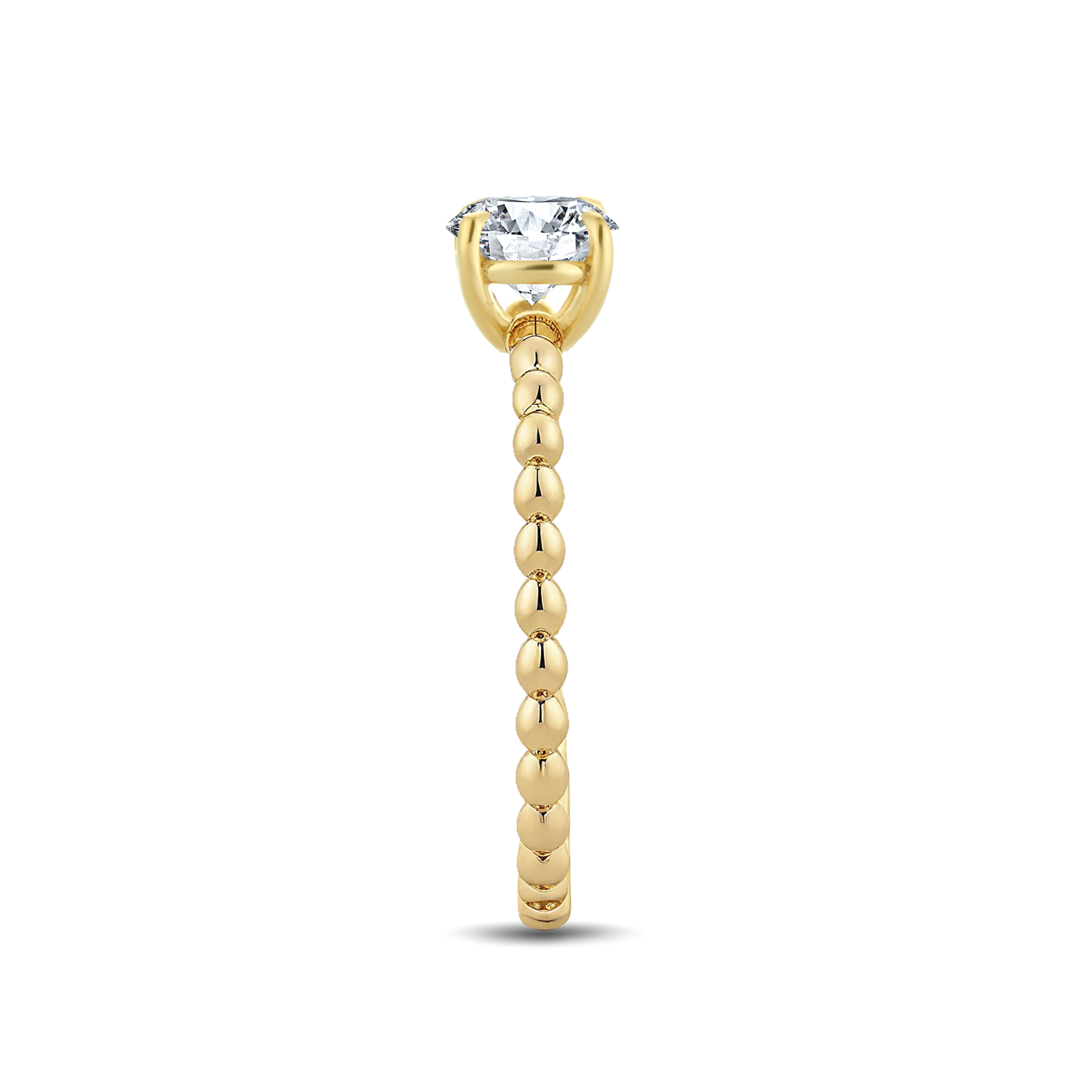 Refined Round Lab-Grown Diamond Ring Featuring an Artful Gold Beaded Band – 0.40ct