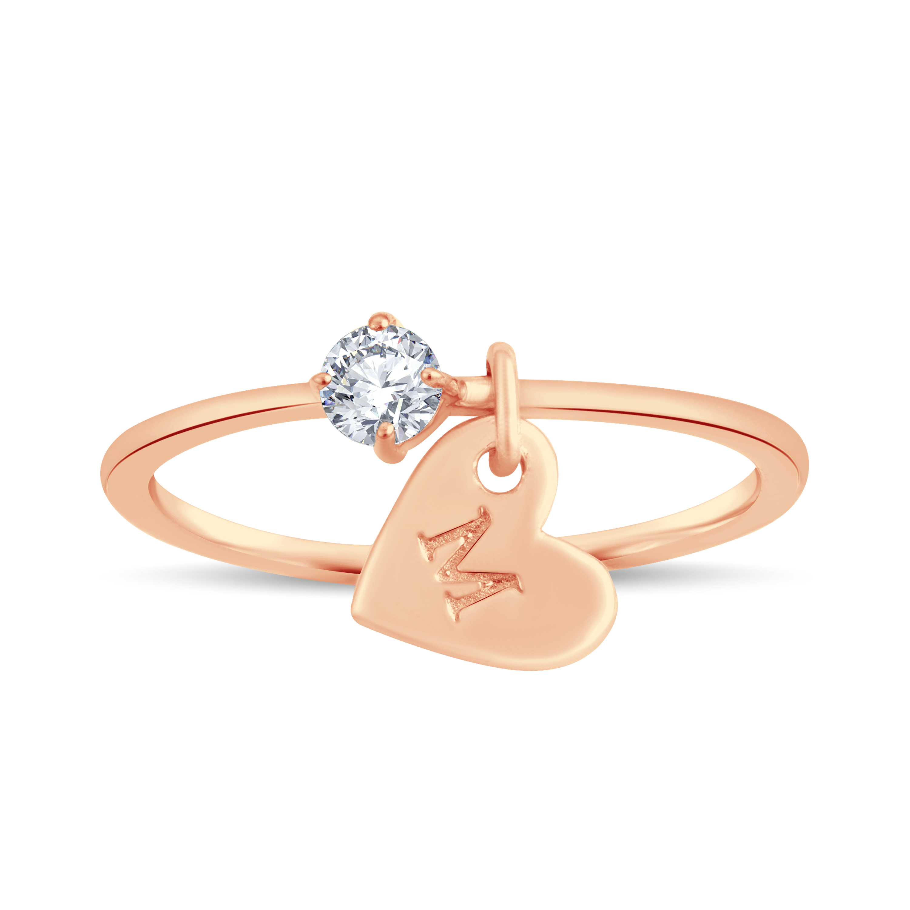 Lab Grown Diamond Heart Charm Ring-0.11ct