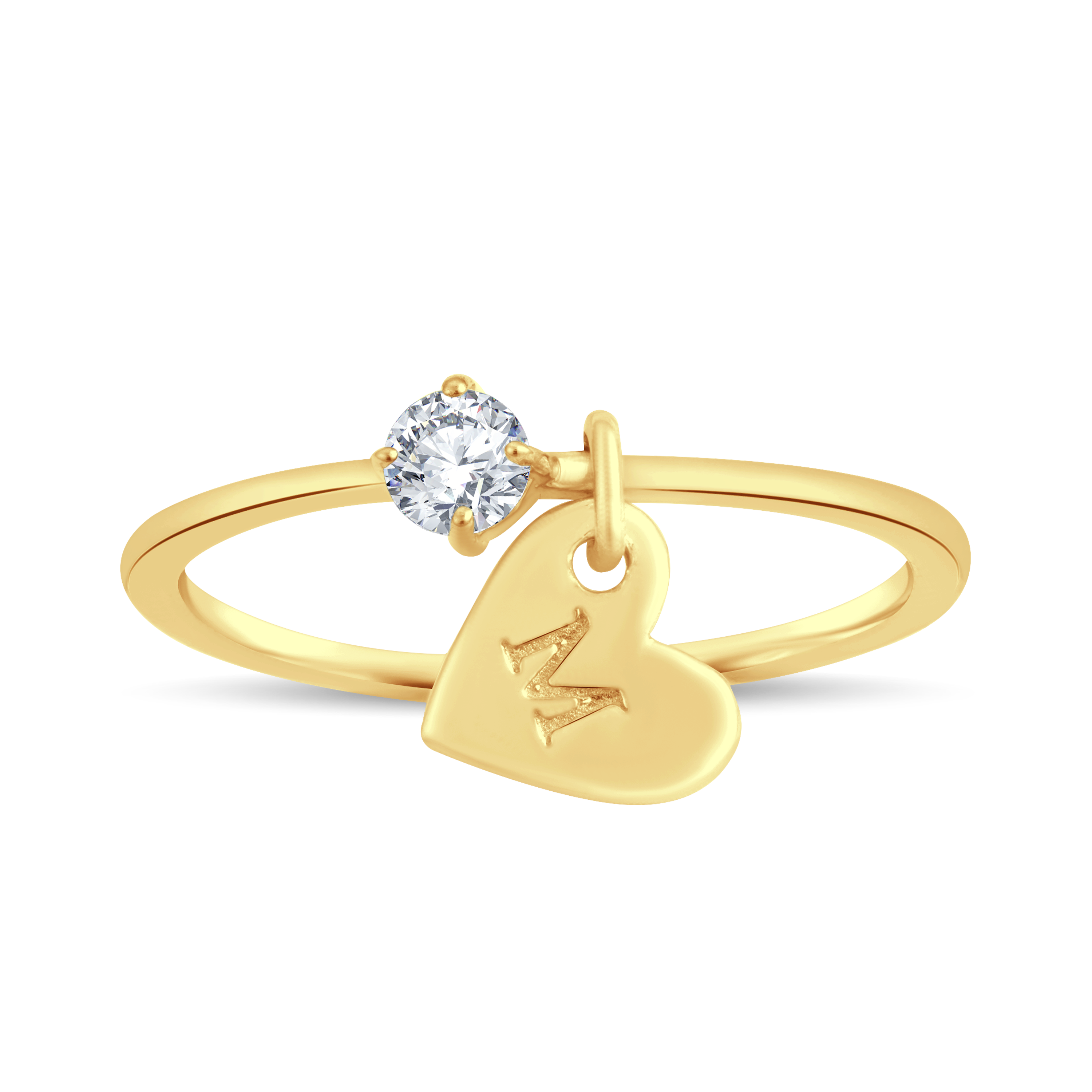 Lab Grown Diamond Heart Charm Ring-0.11ct
