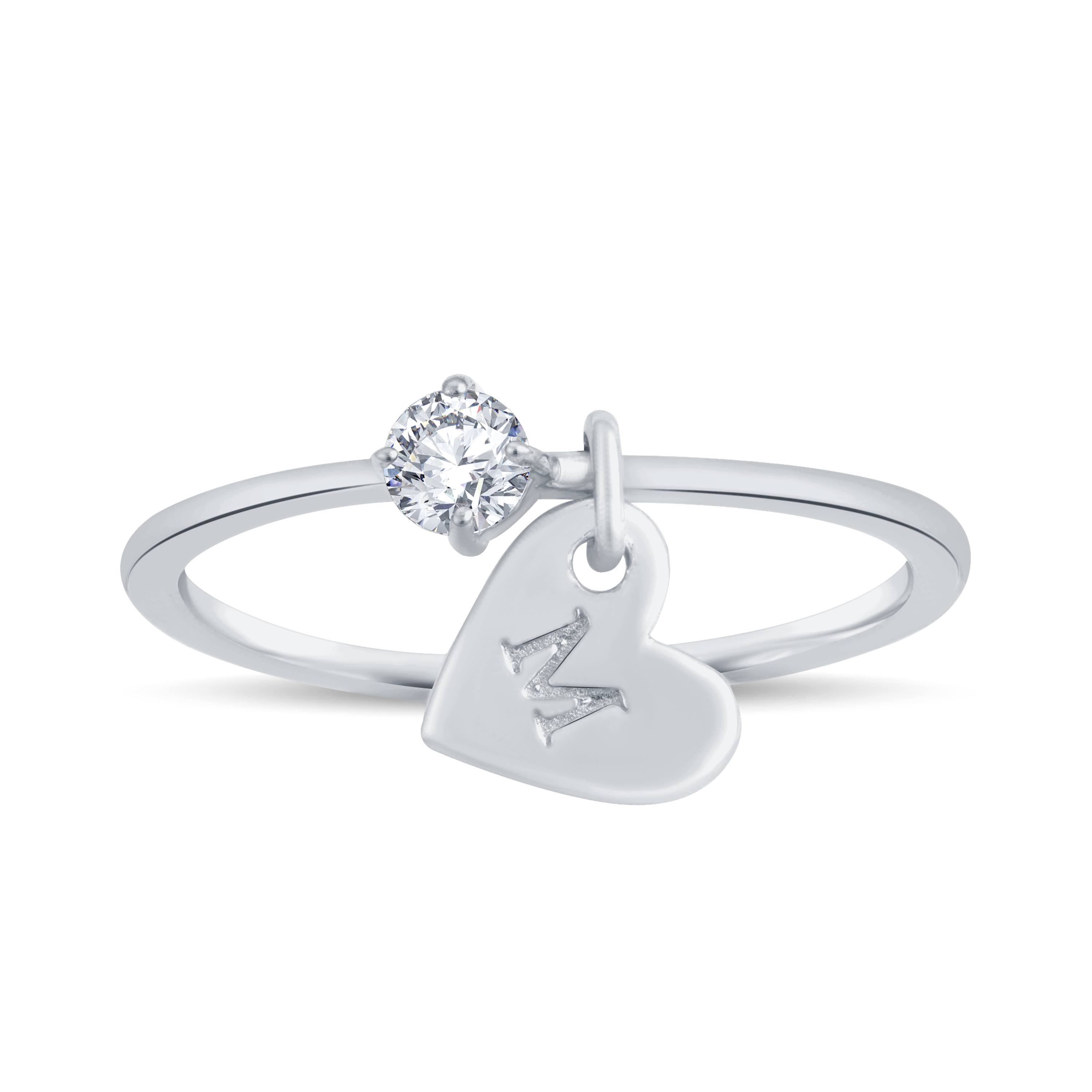 Lab Grown Diamond Heart Charm Ring-0.11ct