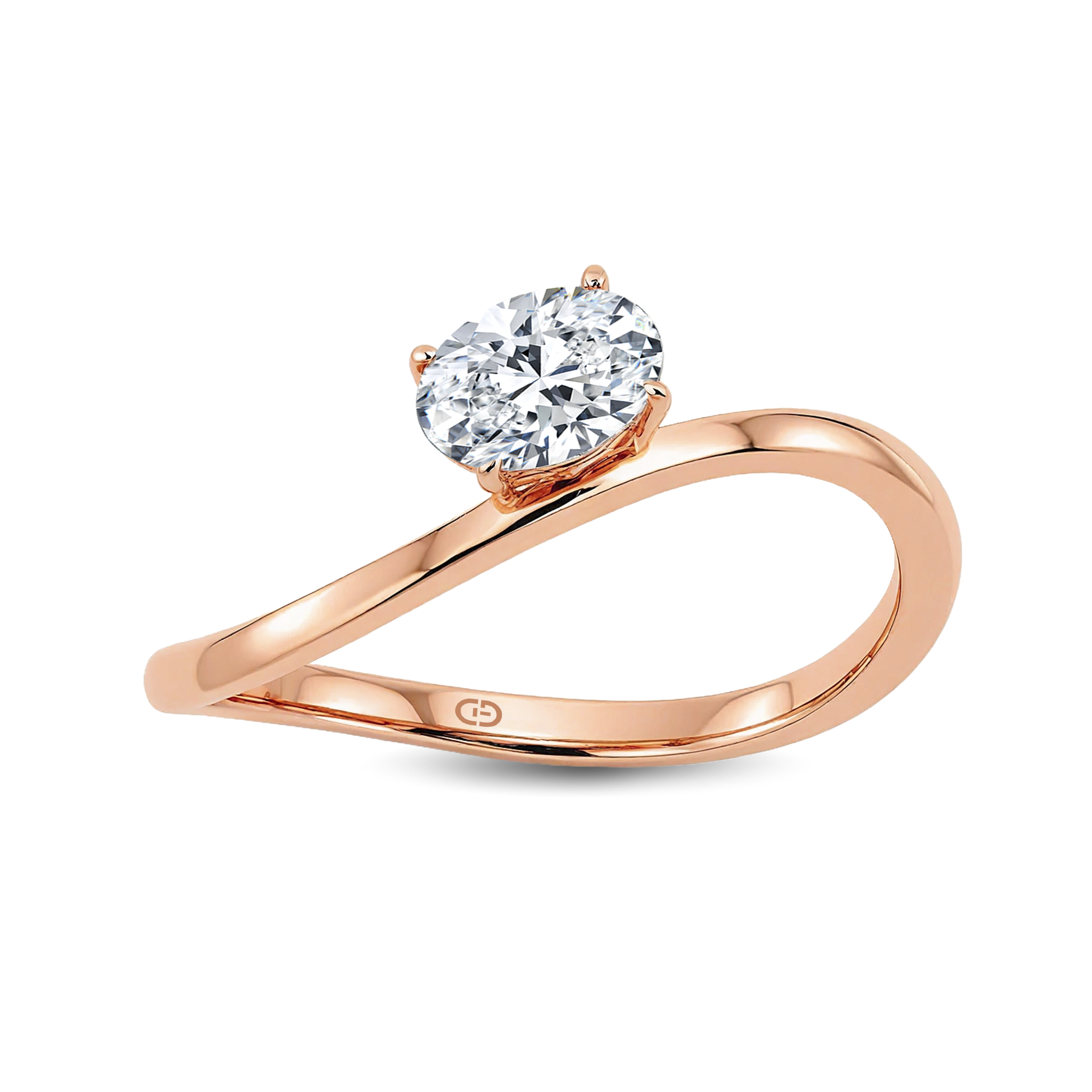 Sleek Curved Band 0.30ct Oval Lab-Grown Diamond Ring