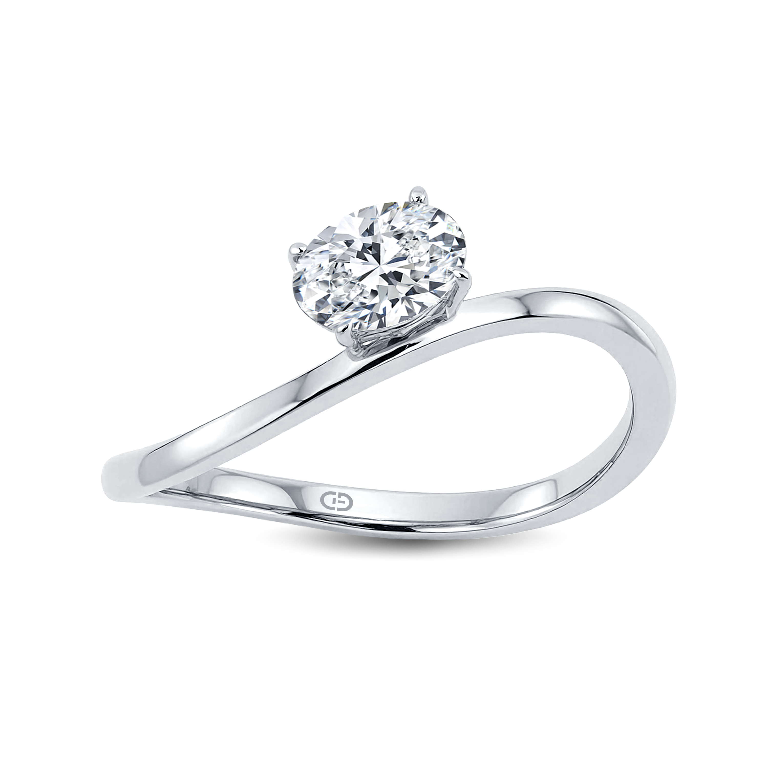 Sleek Curved Band 0.30ct Oval Lab-Grown Diamond Ring