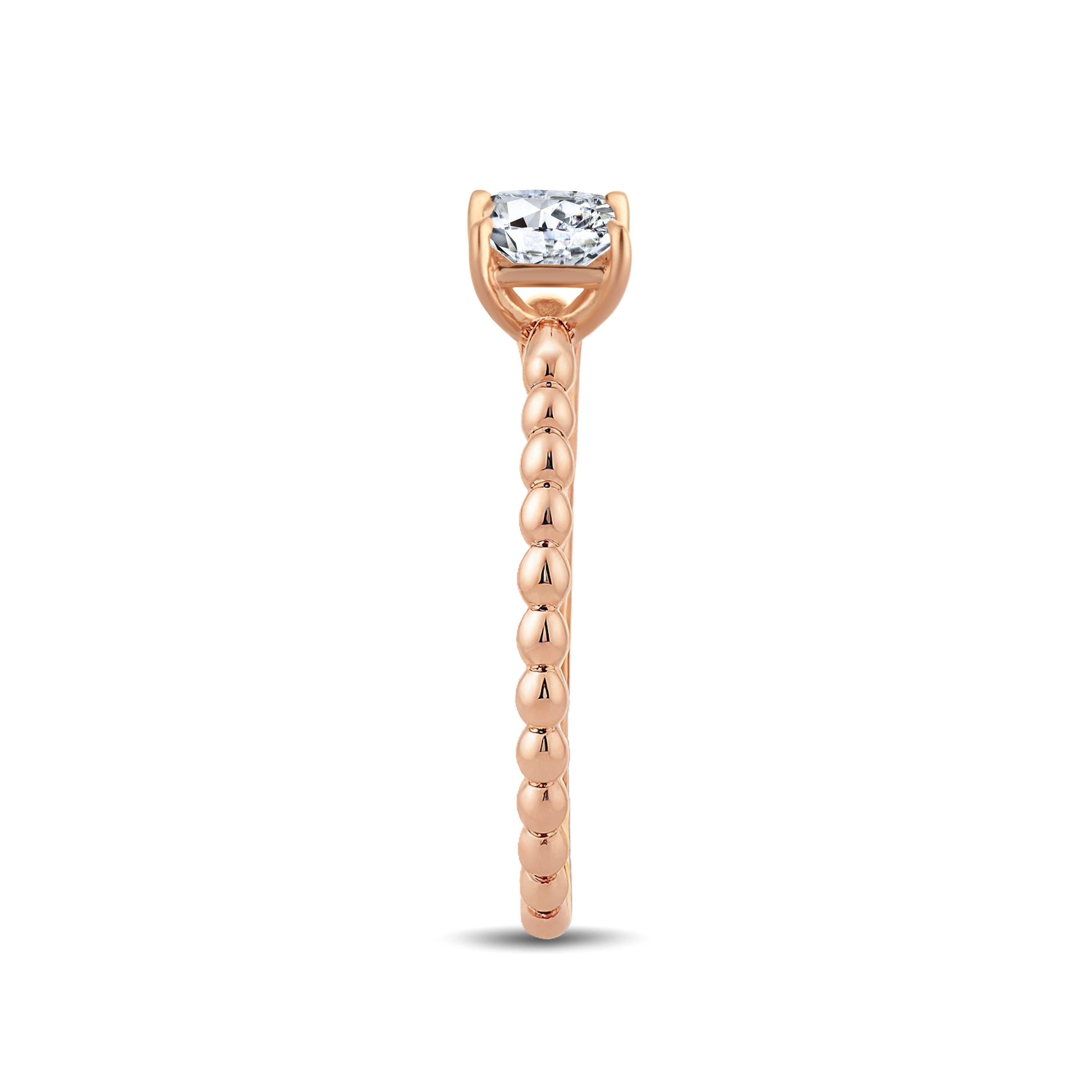 Graceful Princess Lab-Grown Diamond Ring Adorned with a Striking Gold Beaded Band – 0.40ct
