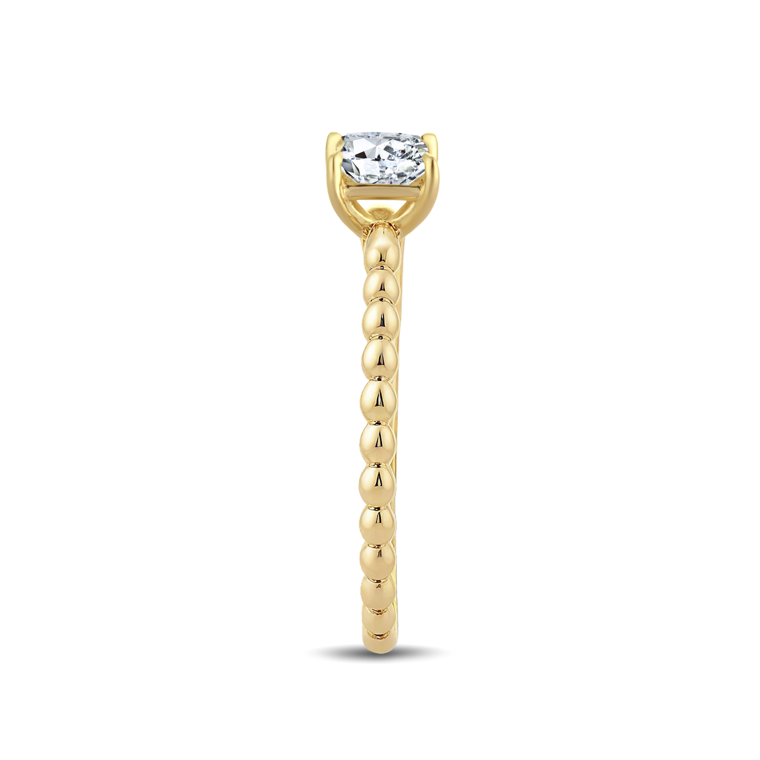 Graceful Princess Lab-Grown Diamond Ring Adorned with a Striking Gold Beaded Band – 0.40ct