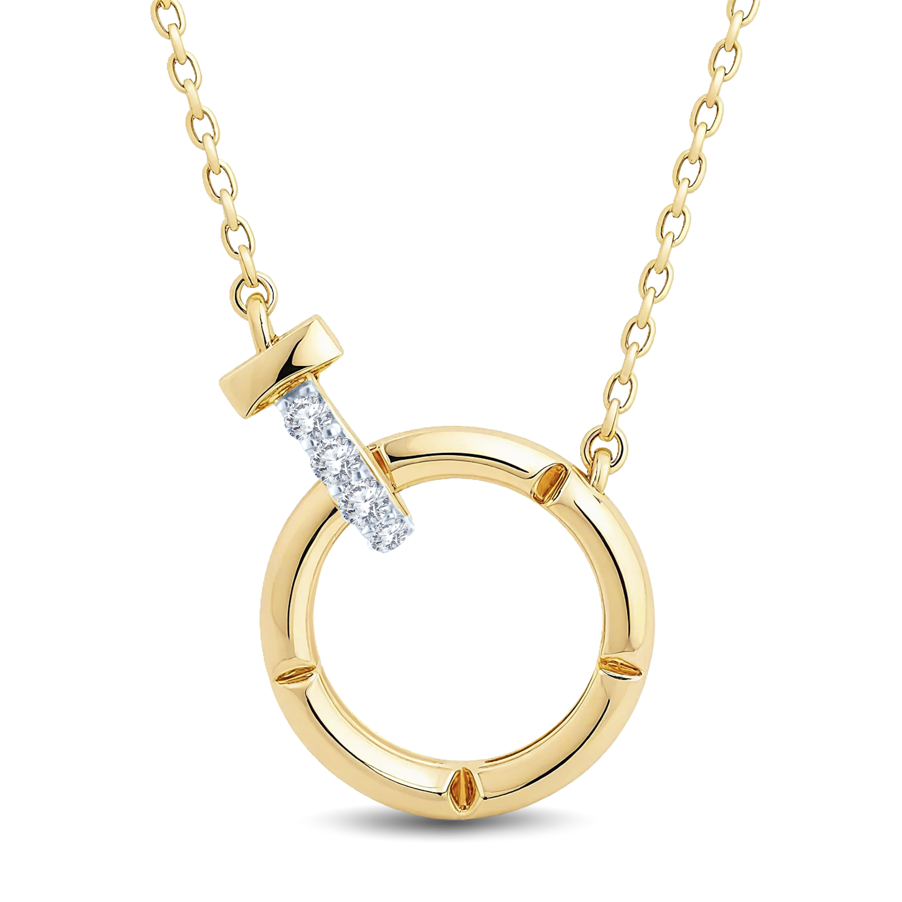 Chic Circle Necklace Showcasing a 0.05ct Lab-Grown Diamond