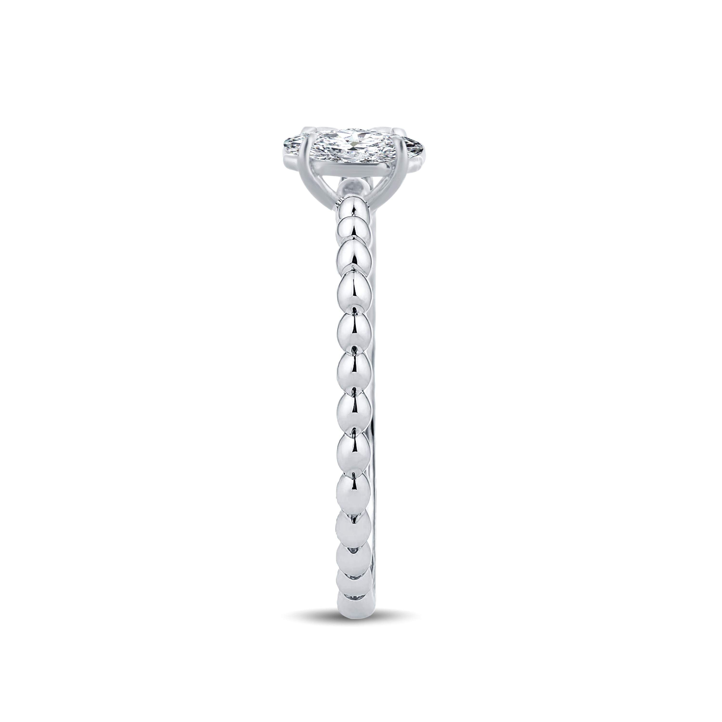 Timeless Marquise Lab-Grown Diamond Ring with an Artfully Designed Gold Beaded Band – 0.30ct