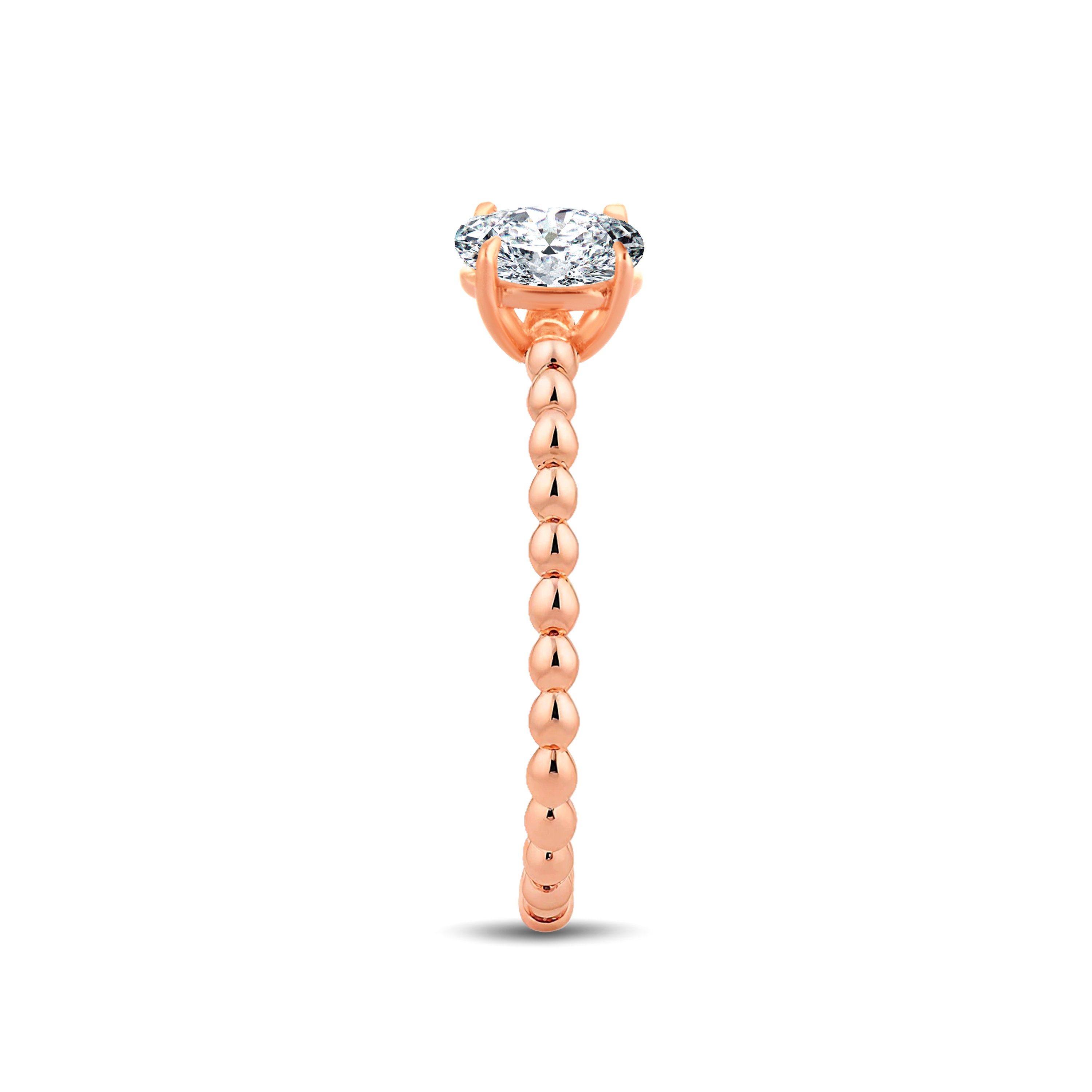 Elegant Oval Lab-Grown Diamond Ring Showcasing a Chic Gold Beaded Band – 0.50ct