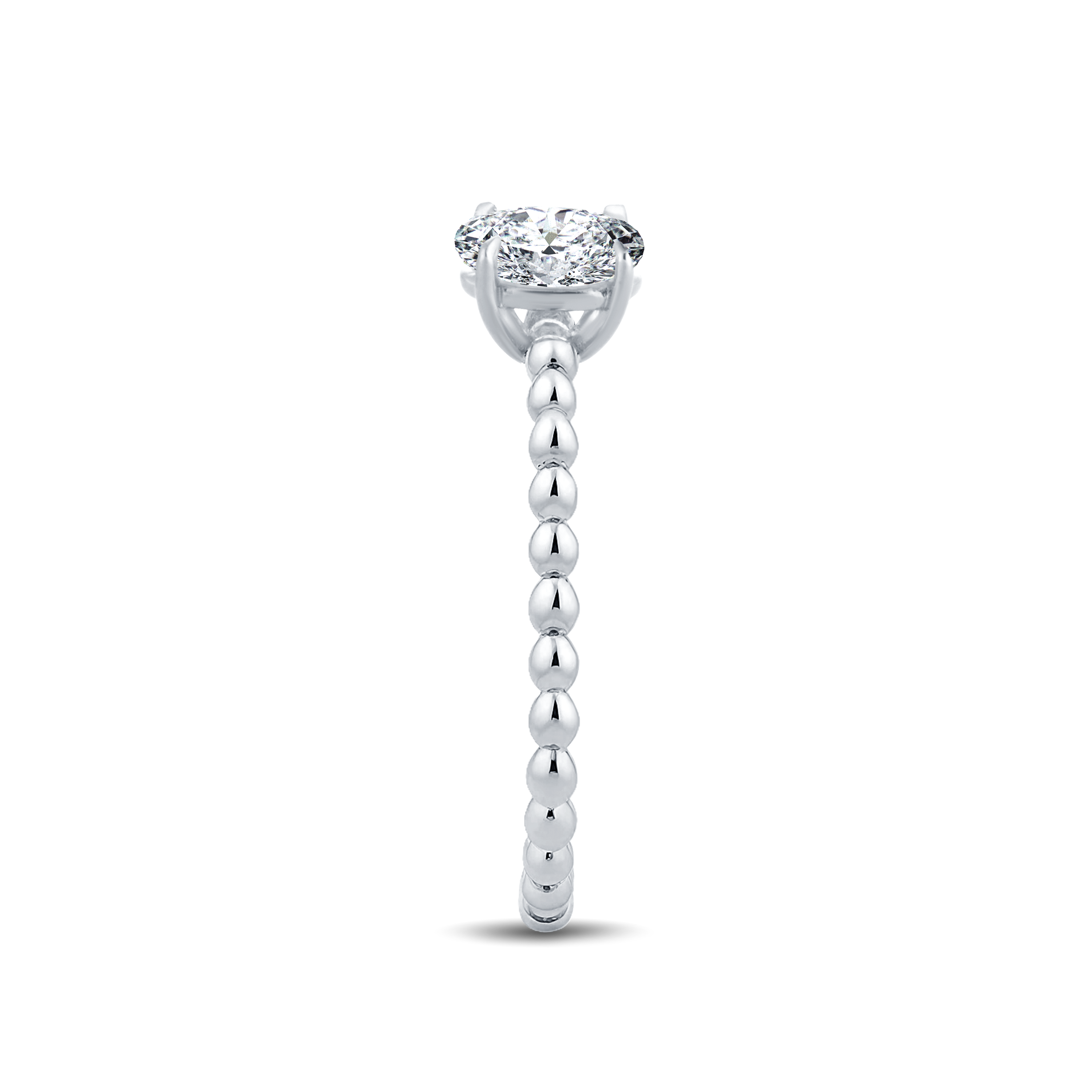Elegant Oval Lab-Grown Diamond Ring Showcasing a Chic Gold Beaded Band – 0.50ct
