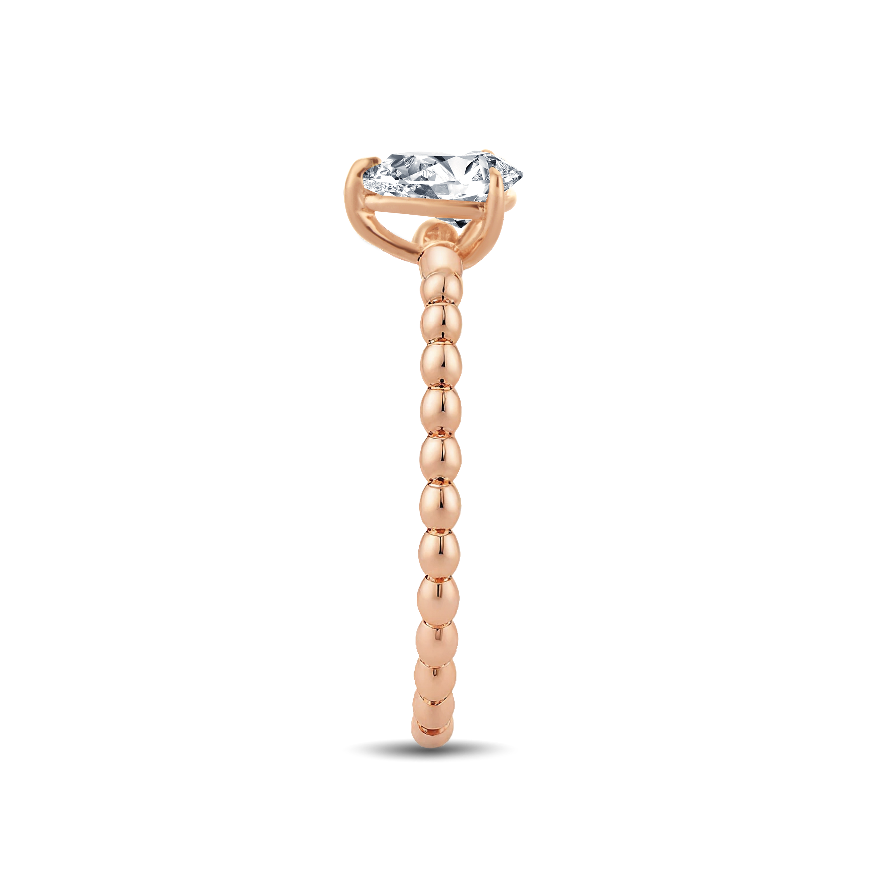 Exquisite Pear Lab-Grown Diamond Ring Showcasing a Refined Gold Beaded Band – 0.30 -0.40ct