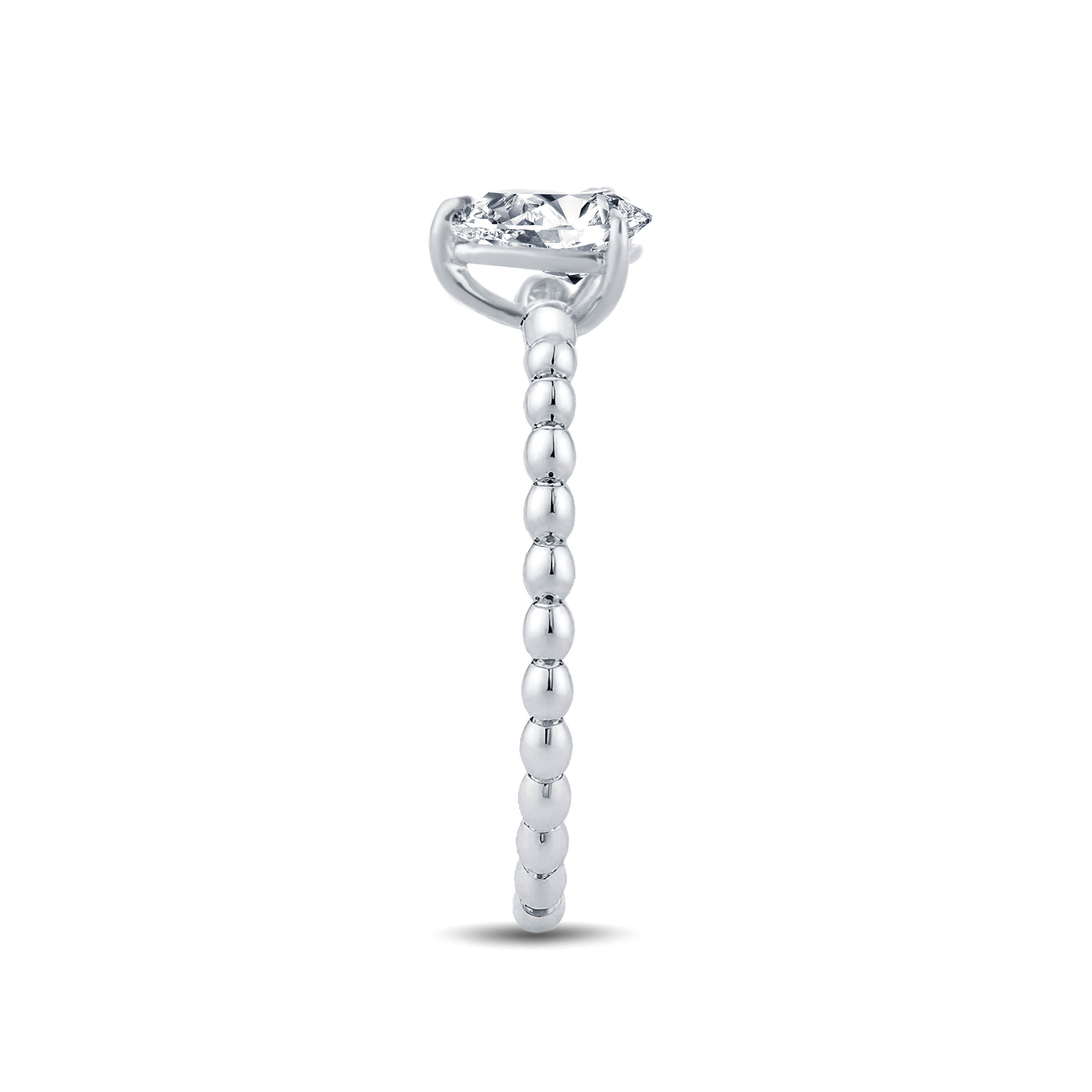 Exquisite Pear Lab-Grown Diamond Ring Showcasing a Refined Gold Beaded Band – 0.30 -0.40ct