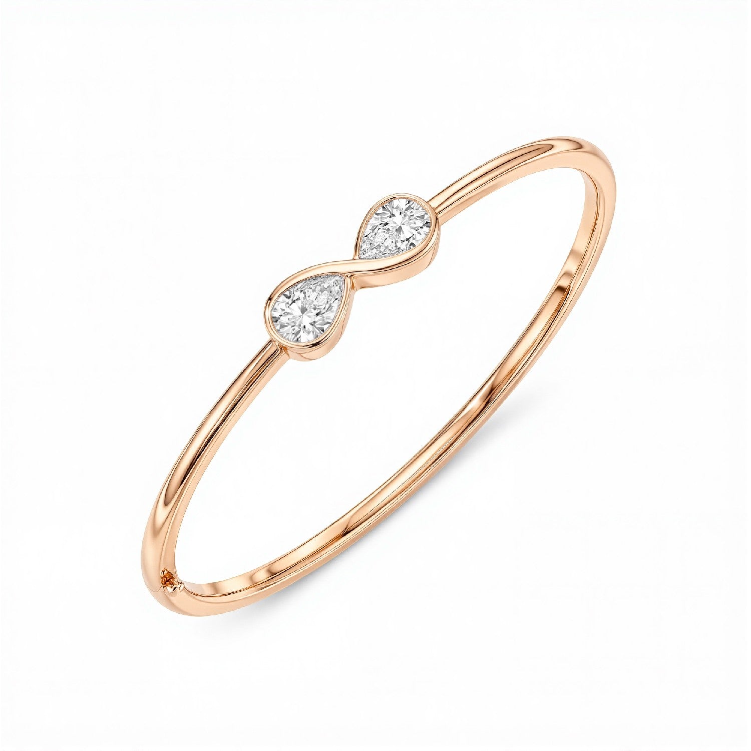 GrownńDiva Lab Diamond Pear Toi et Moi Infinity Bangle | 2.00 CTW 18kt Gold Vermeil.