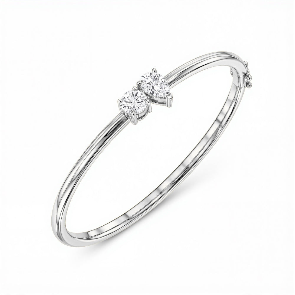 GrownńDiva Toi et Moi Pear & Round Lab Diamond Bangle | 2.00 CTW 18kt Gold Vermeil.