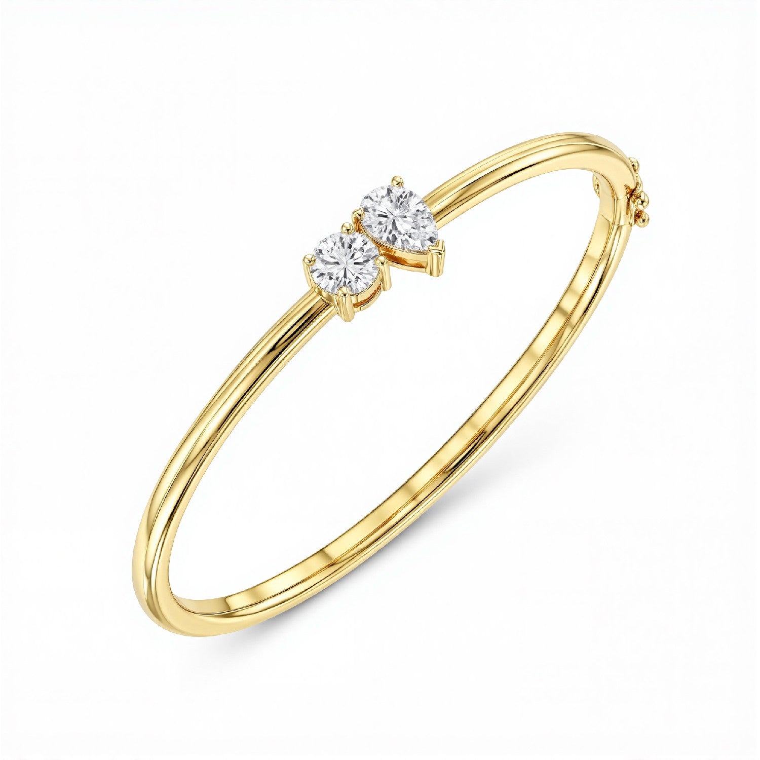 GrownńDiva Toi et Moi Pear & Round Lab Diamond Bangle | 2.00 CTW 18kt Gold Vermeil.