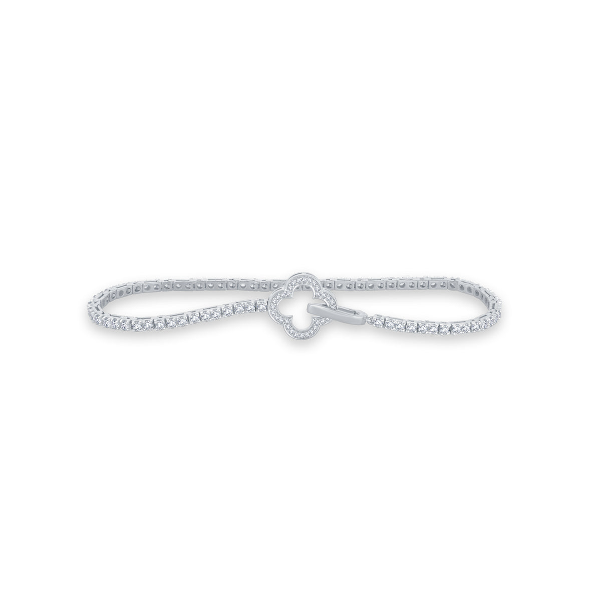 The Clover Clasp Lab Diamond Tennis Bracelet 1.80 Cts GrownnDiva