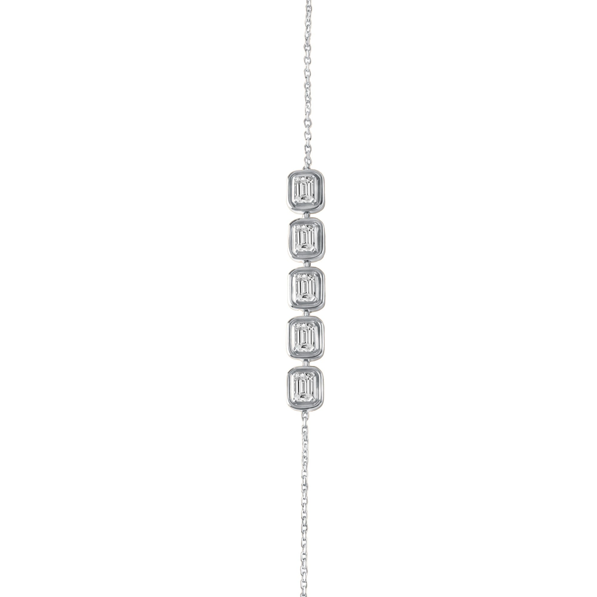 1.25 CTW Emerald Cut Lab-Grown Diamond 5-Stone Station Chain Bracelet in 18kt Gold Vermeil over 925 Sterling Silver | GrownńDiva