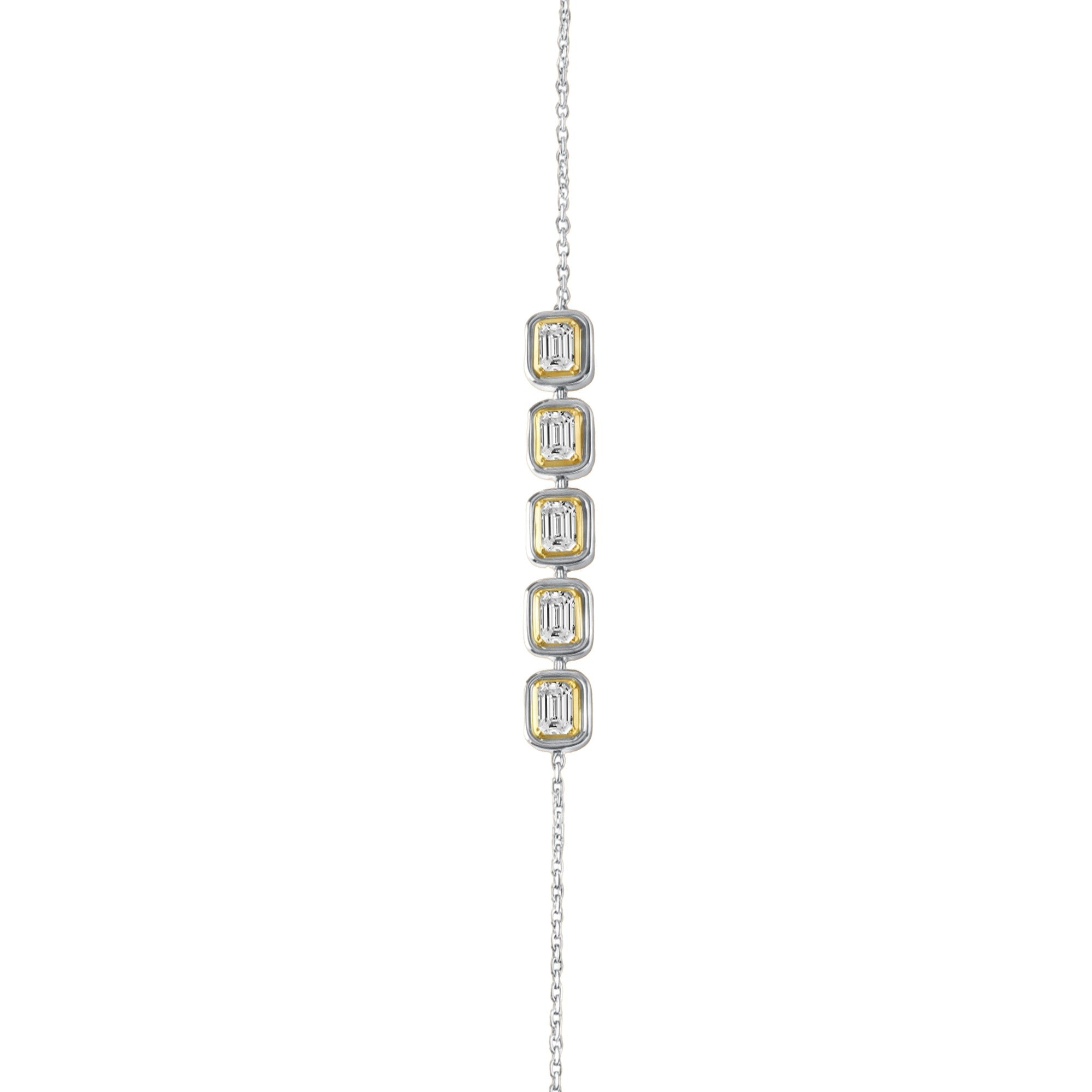 1.25 CTW Emerald Cut Lab-Grown Diamond 5-Stone Station Chain Bracelet in 18kt Gold Vermeil over 925 Sterling Silver | GrownńDiva