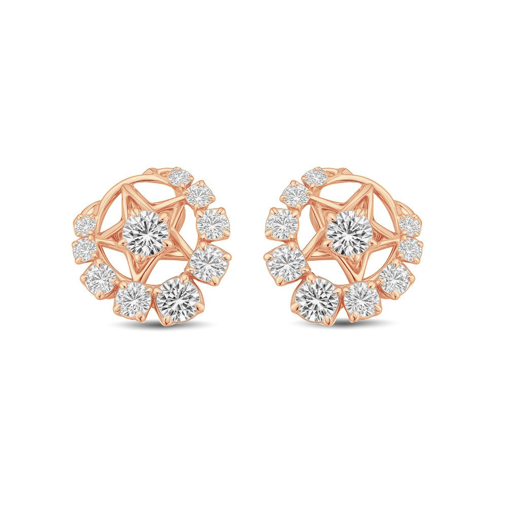 Vintage Moon & Star Charm earring set 1.00 ct lab diamond