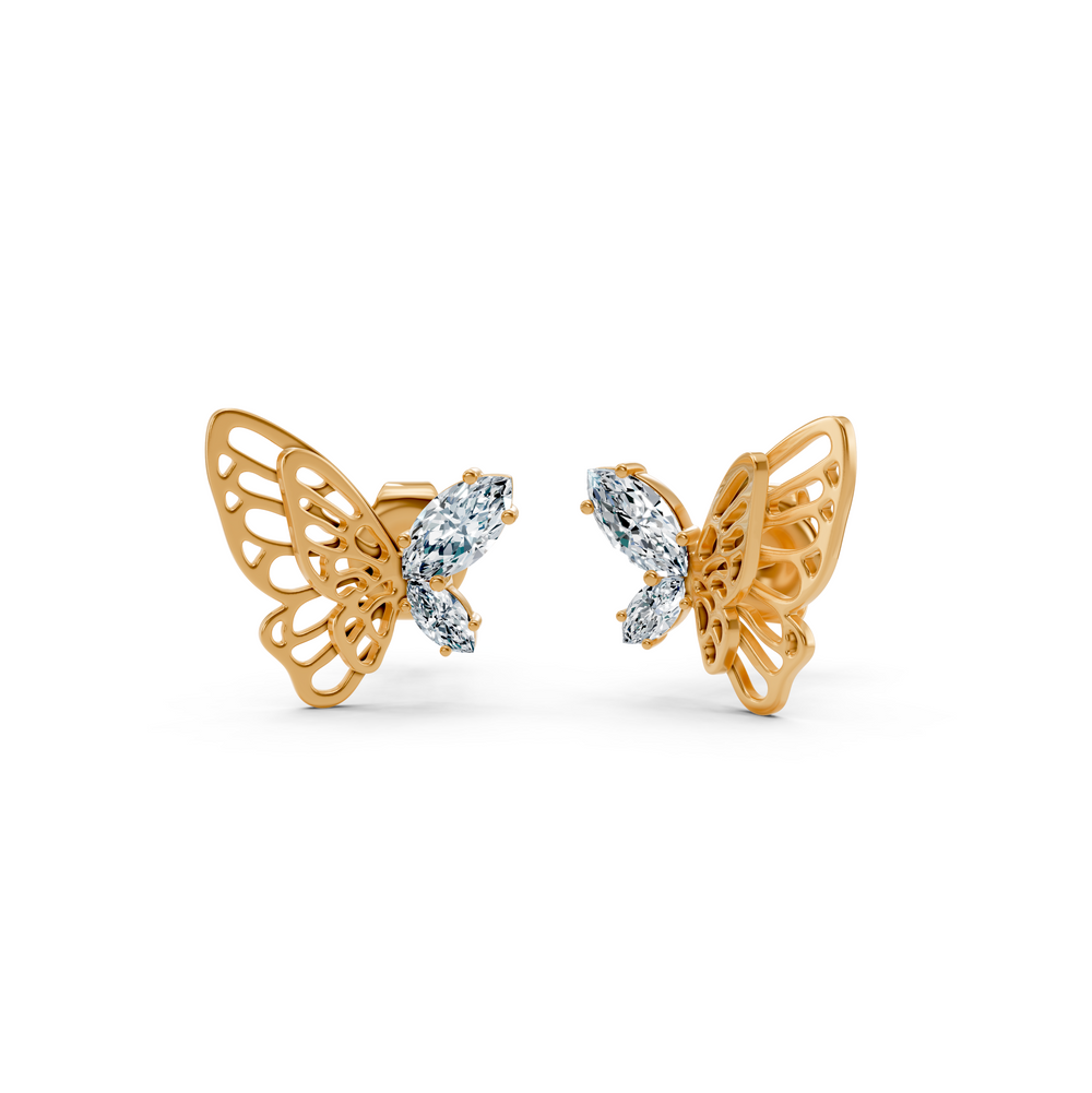 "Butterfly Earrings Adorned with Sparkling Lab Grown Diamonds"