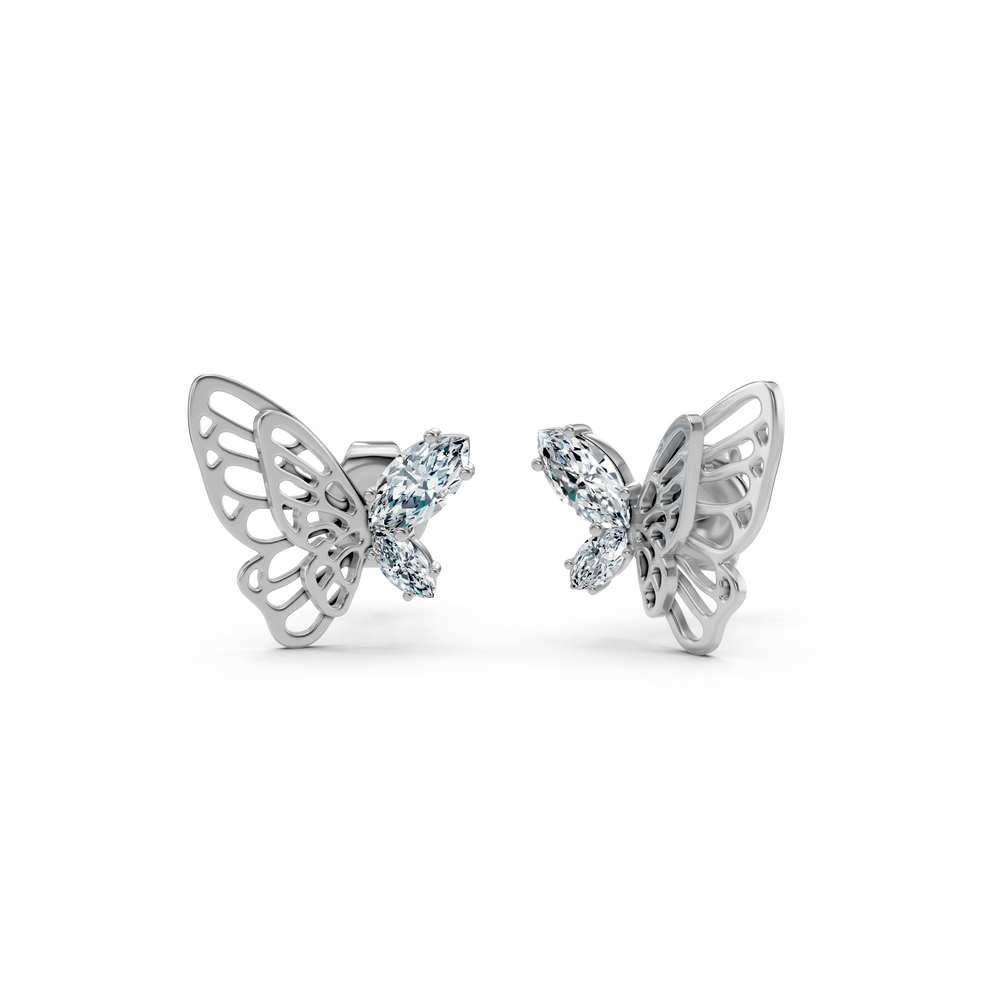 "Butterfly Earrings Adorned with Sparkling Lab Grown Diamonds"